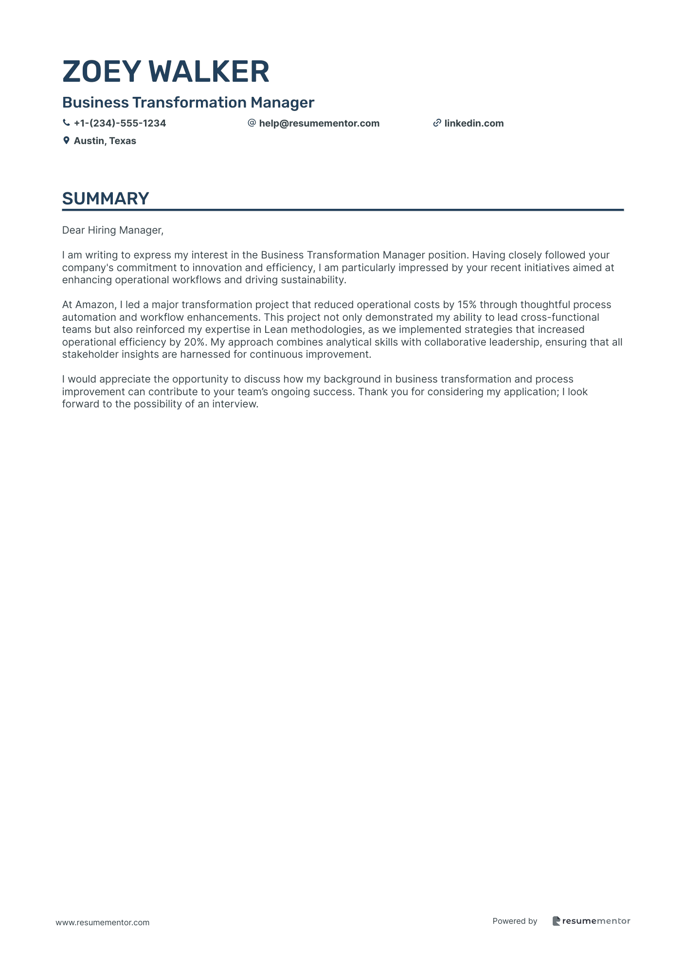 Business Transformation Manager