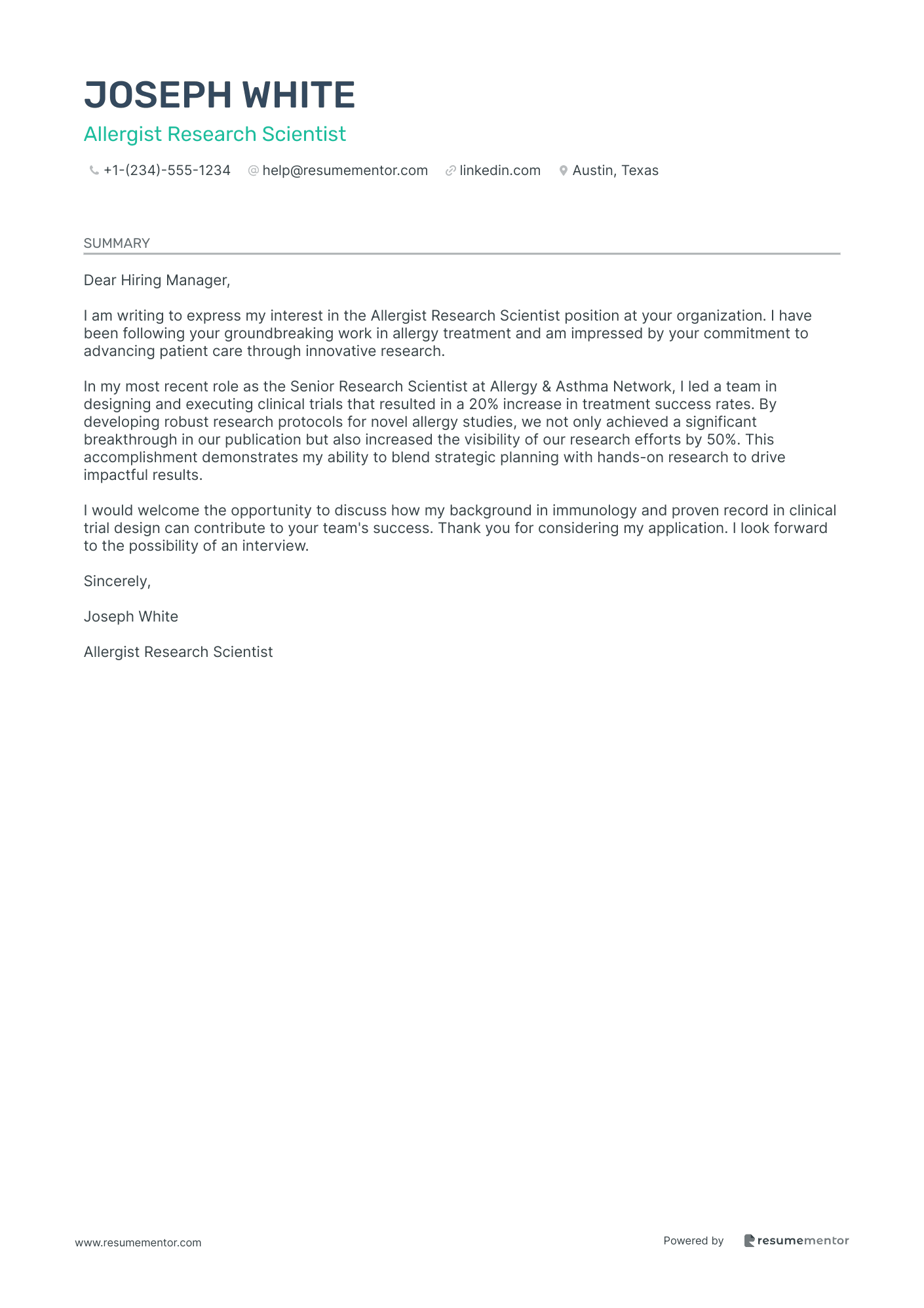 Allergist Research Scientist