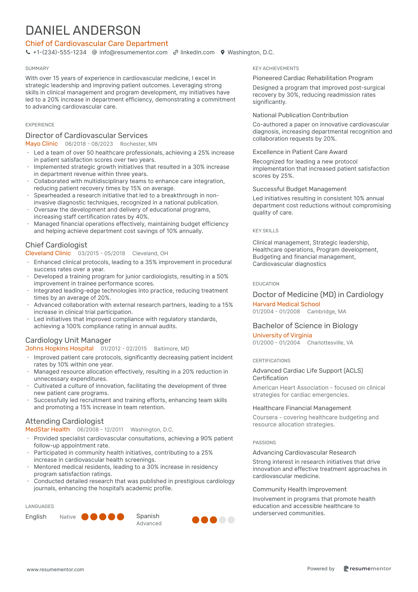 Chief of Cardiovascular Care Department