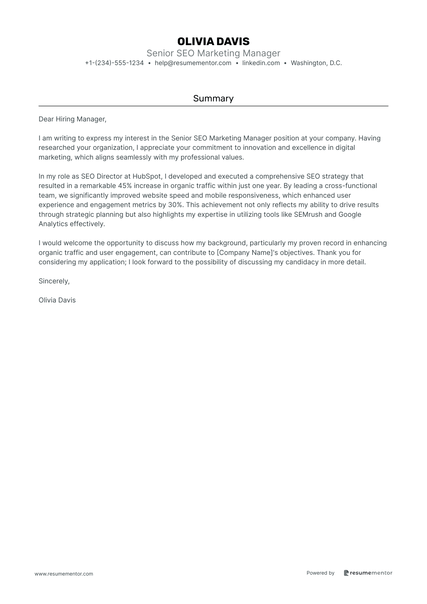 Senior SEO Marketing Manager