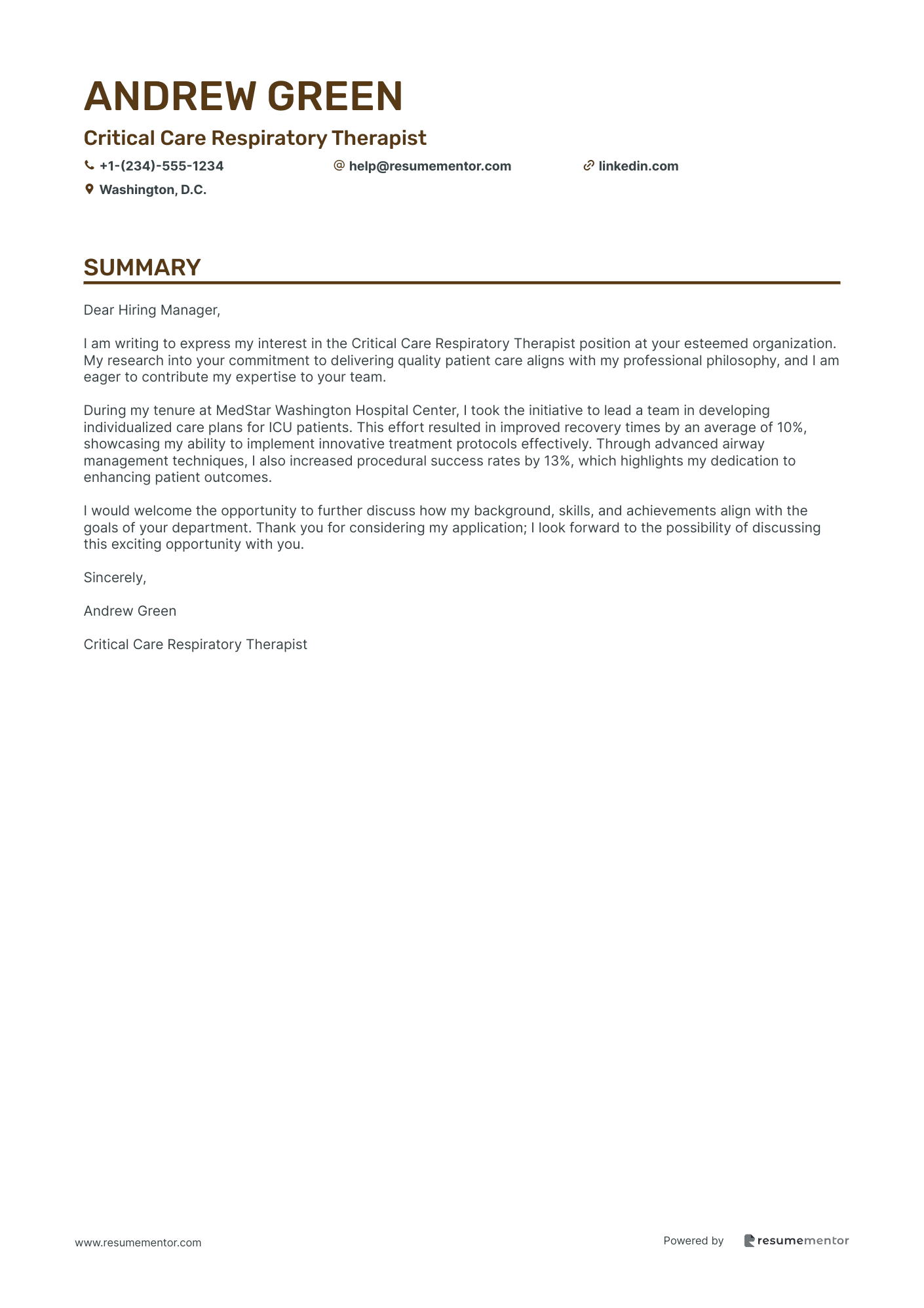 Critical Care Respiratory Therapist