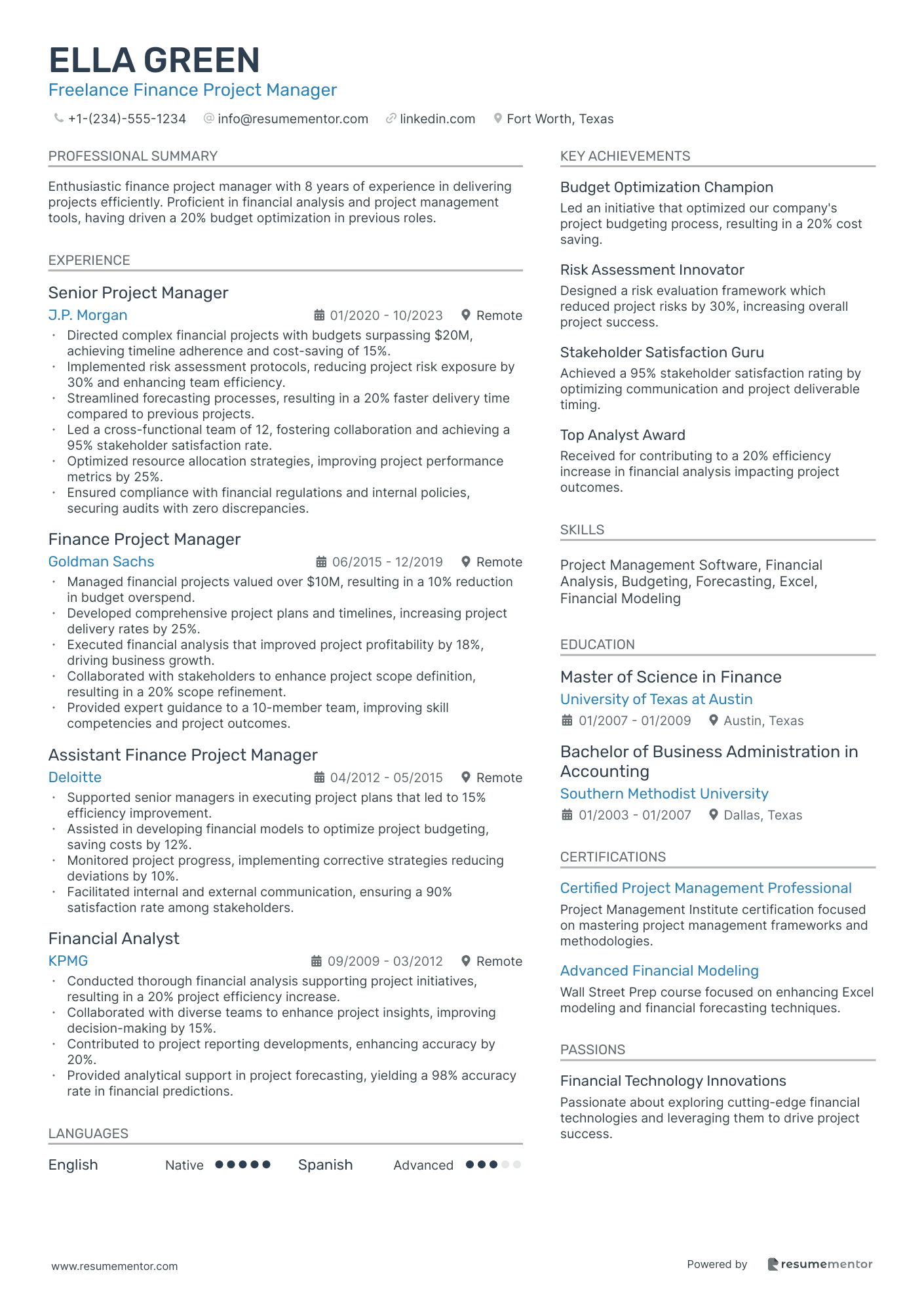Freelance Finance Project Manager