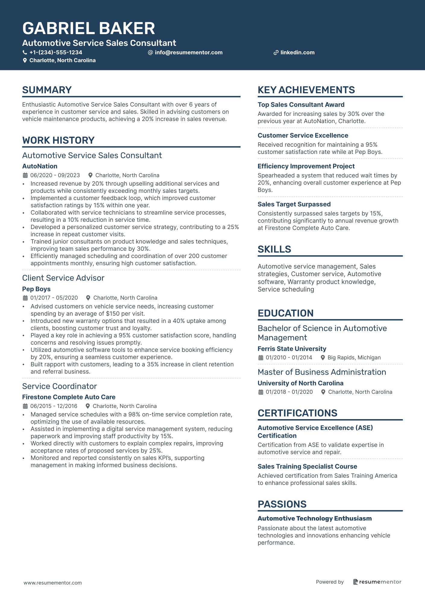 Automotive Service Sales Consultant