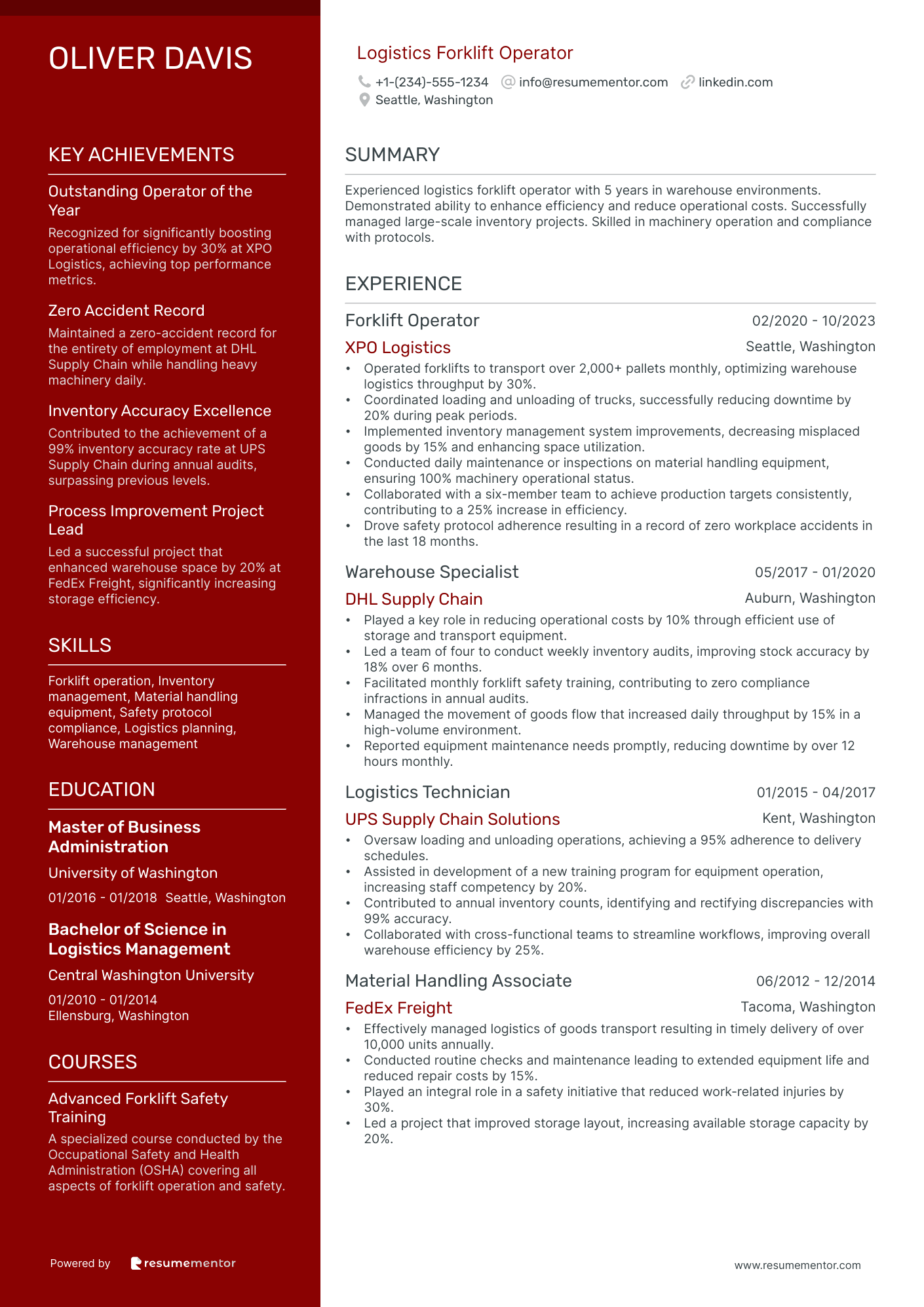 Logistics Forklift Operator