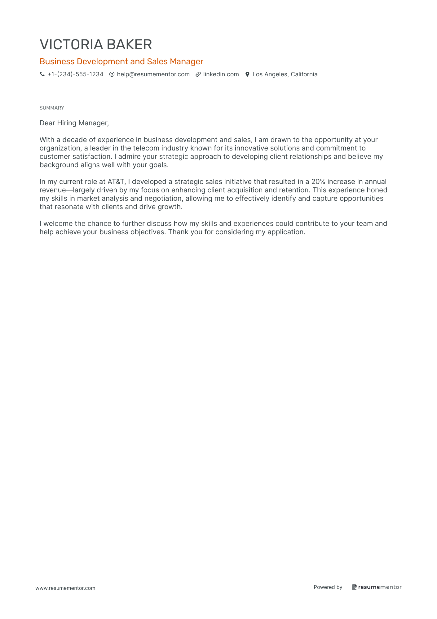 Business Development and Sales Manager