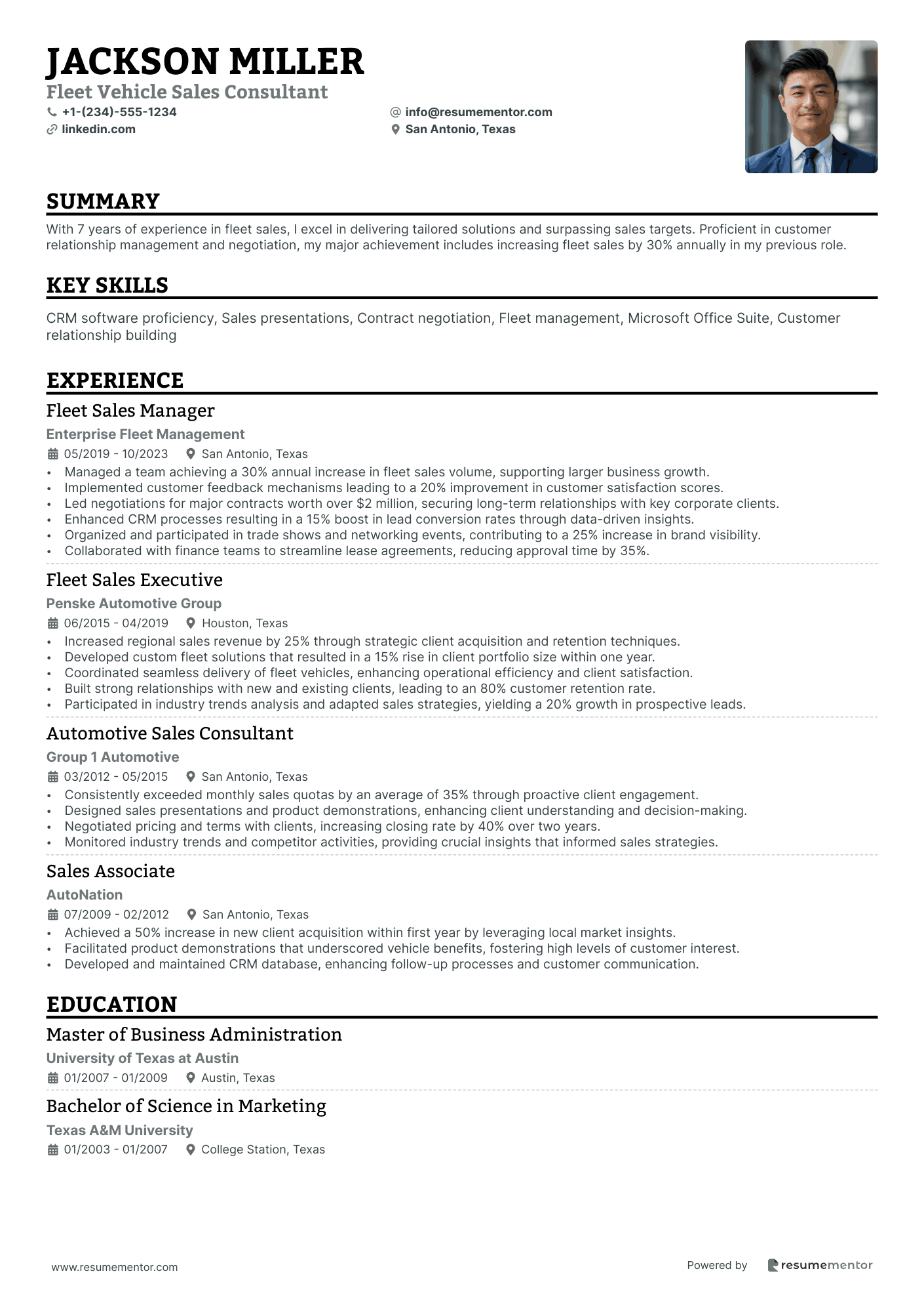 Fleet Vehicle Sales Consultant