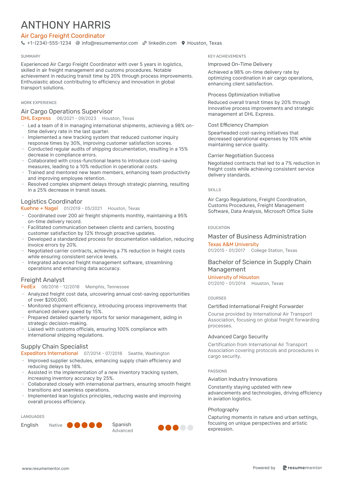 Air Cargo Freight Coordinator