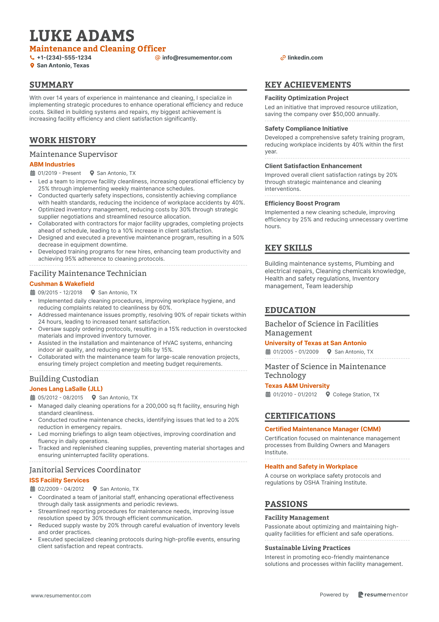 Maintenance and Cleaning Officer