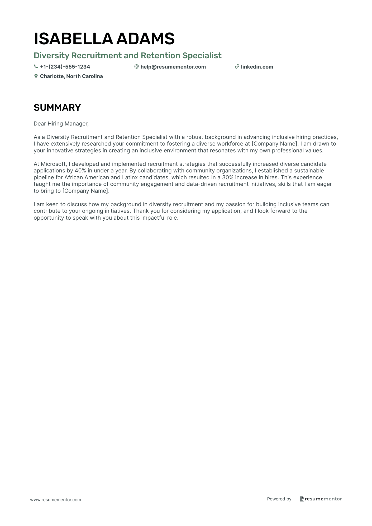 Diversity Recruitment and Retention Specialist