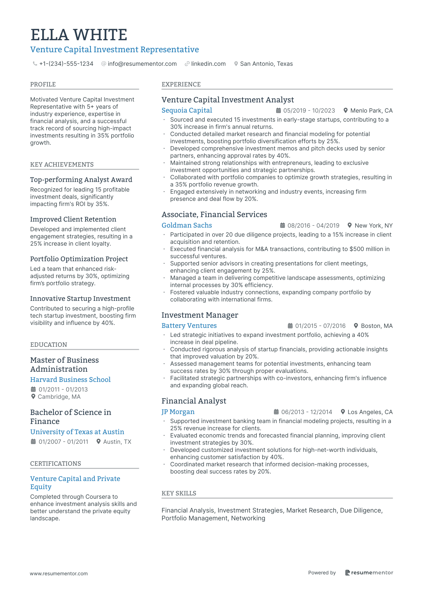 Venture Capital Investment Representative