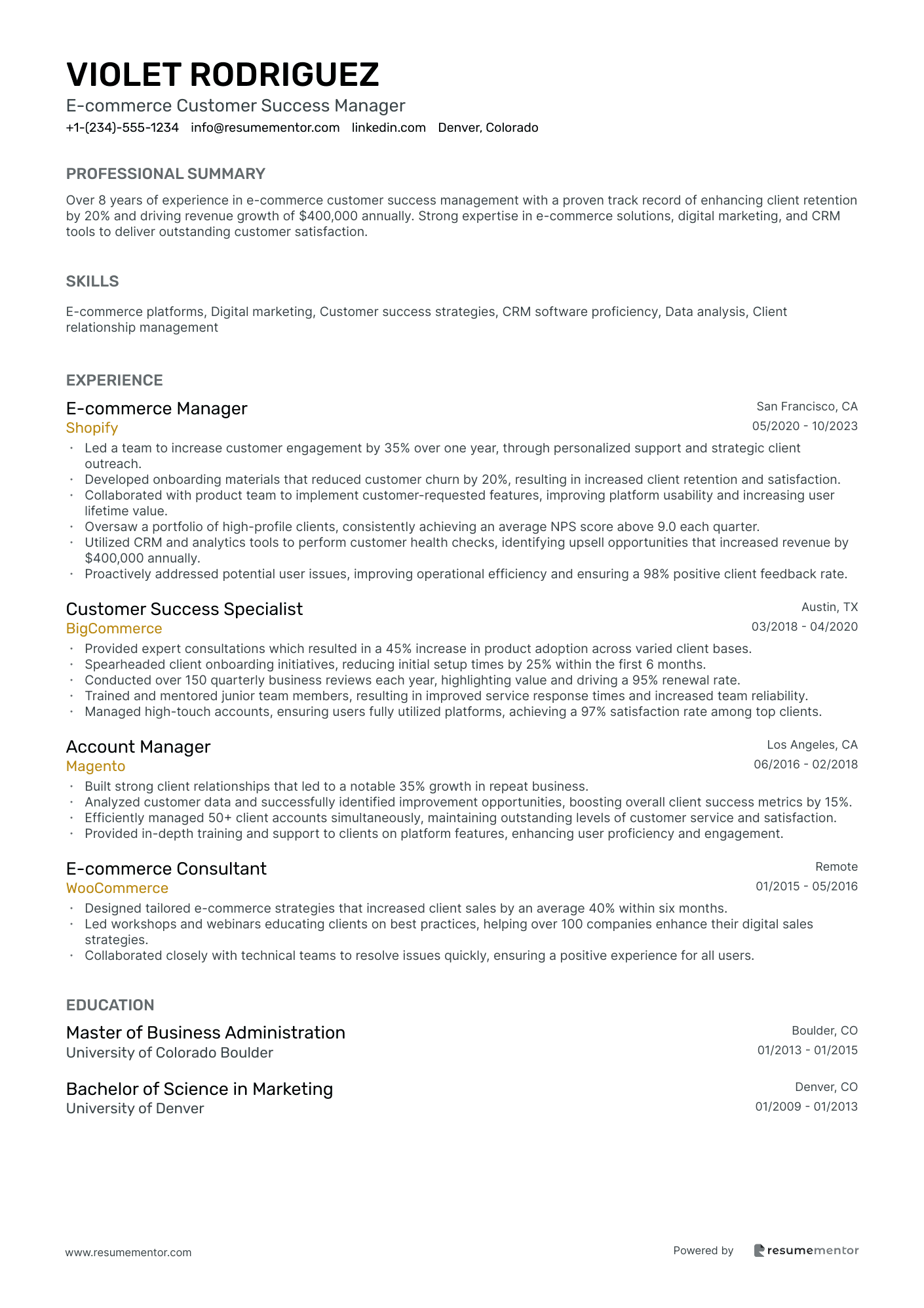 E commerce Customer Success Manager