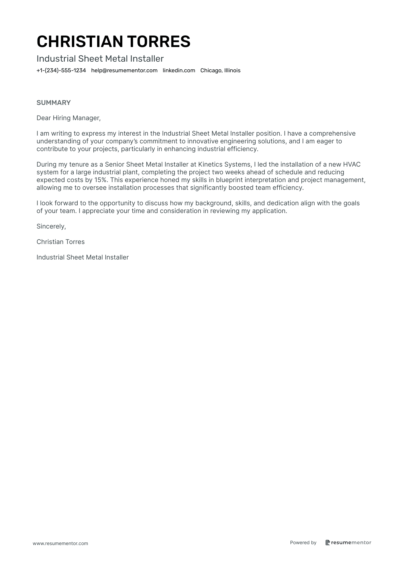 Industrial Sheet Metal Installer