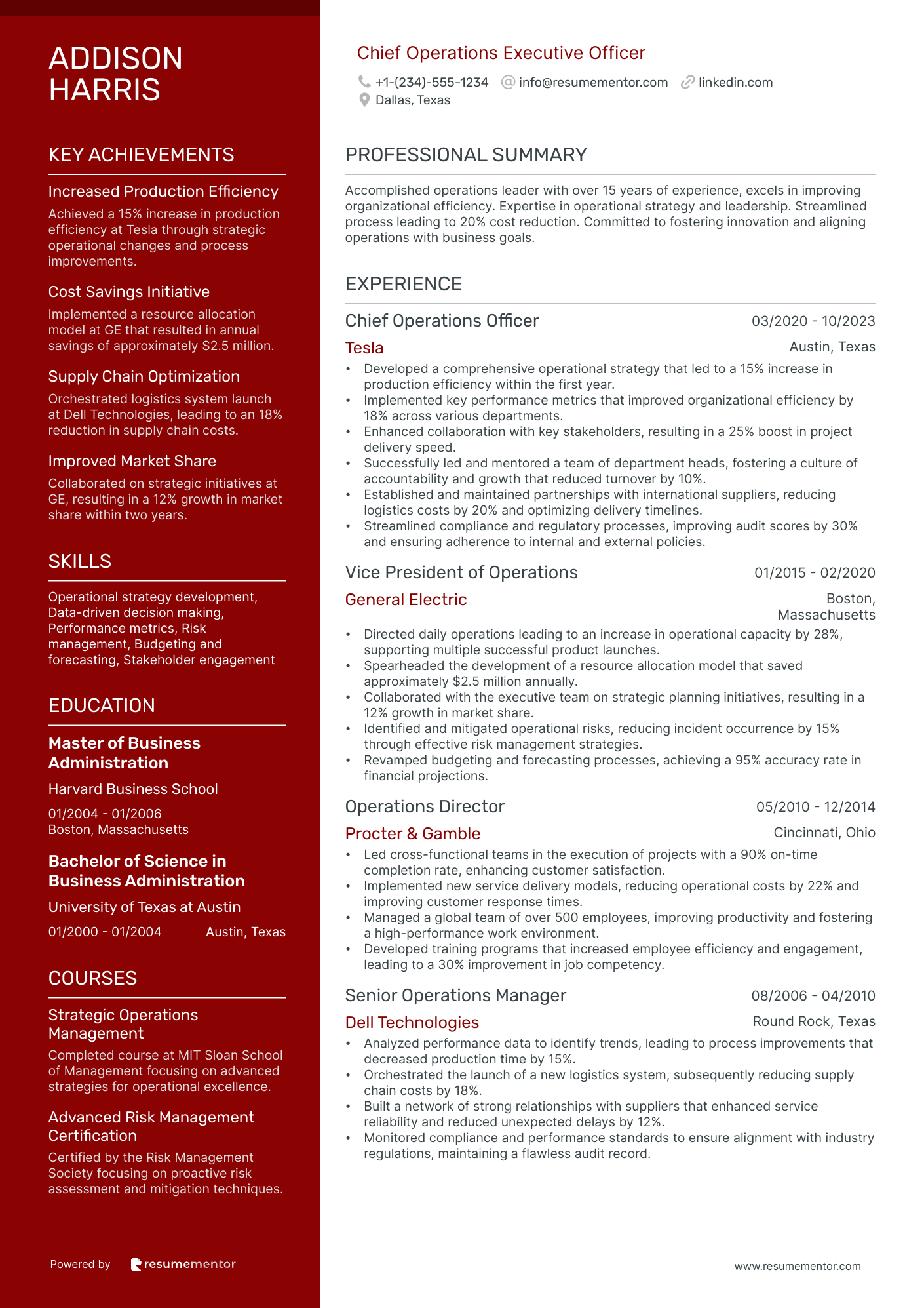 Chief Operations Executive Officer
