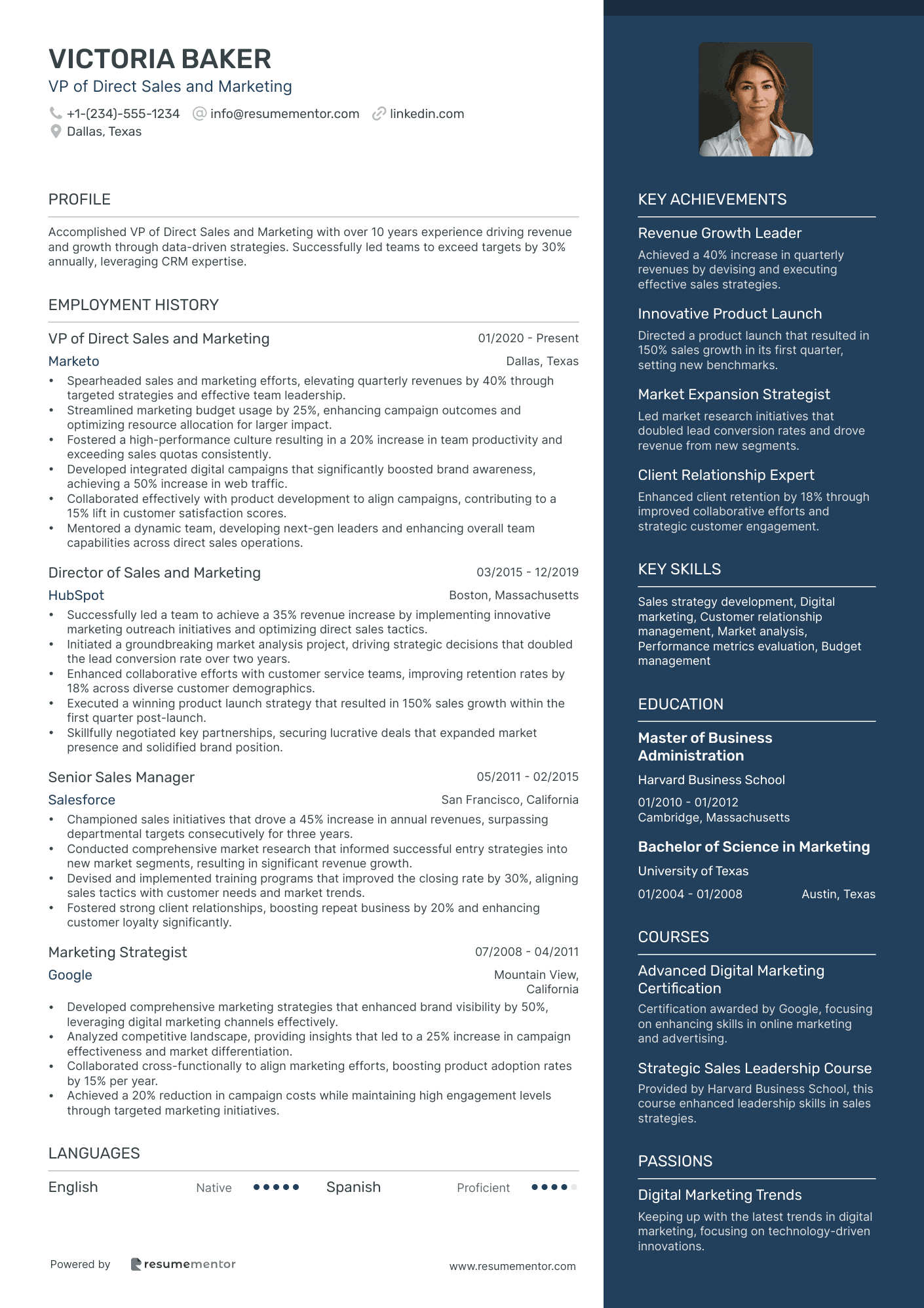 VP of Direct Sales and Marketing