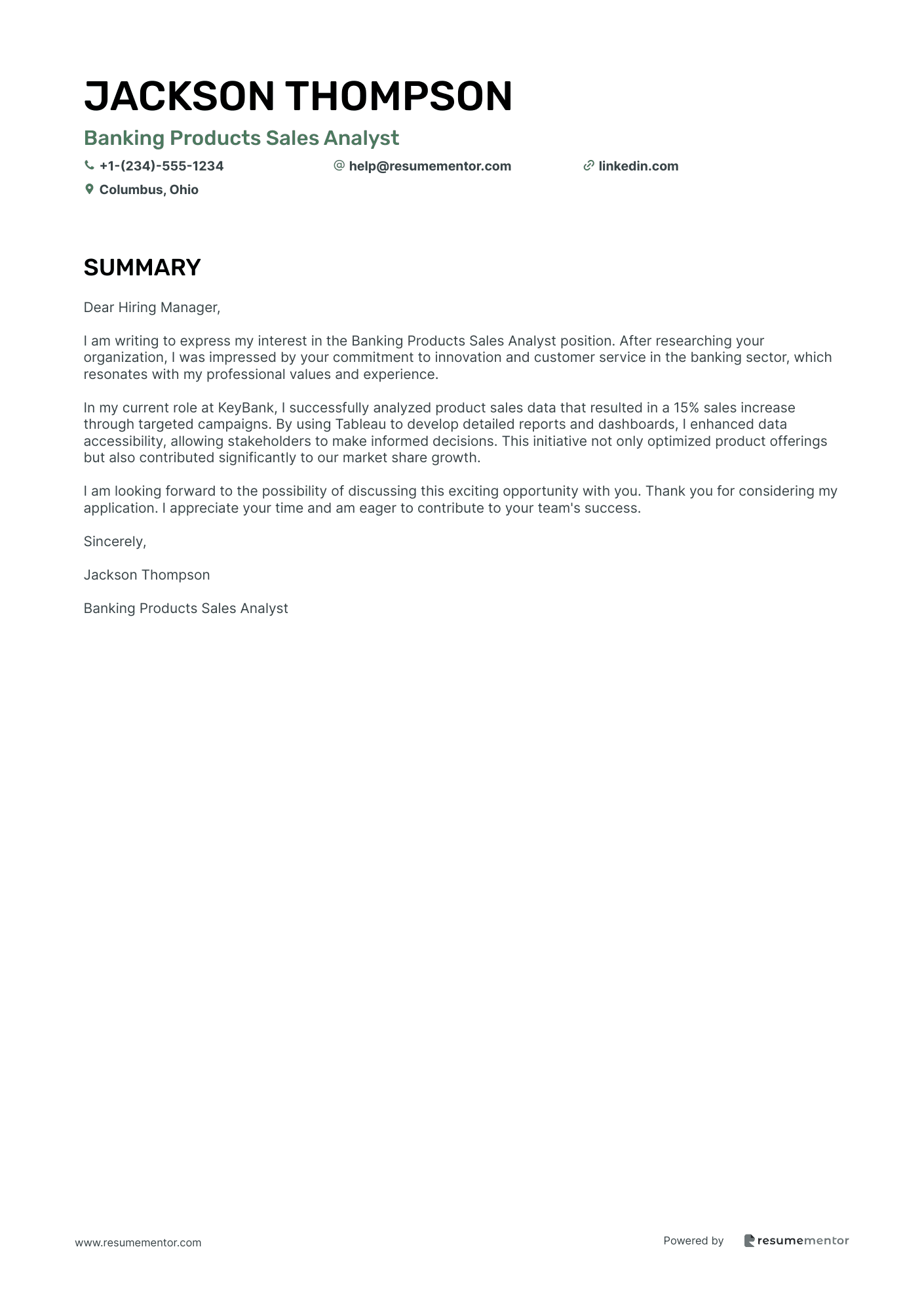 Banking Products Sales Analyst