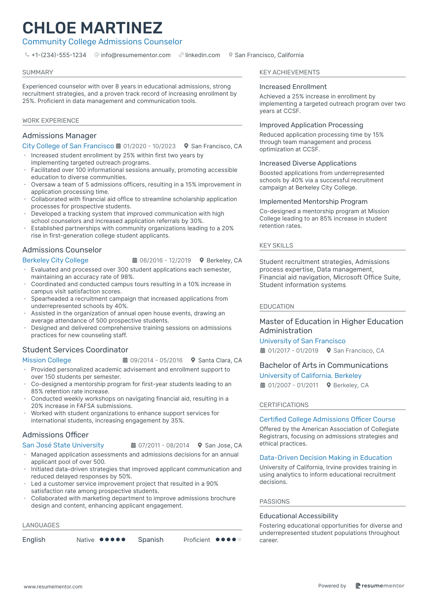 Community College Admissions Counselor