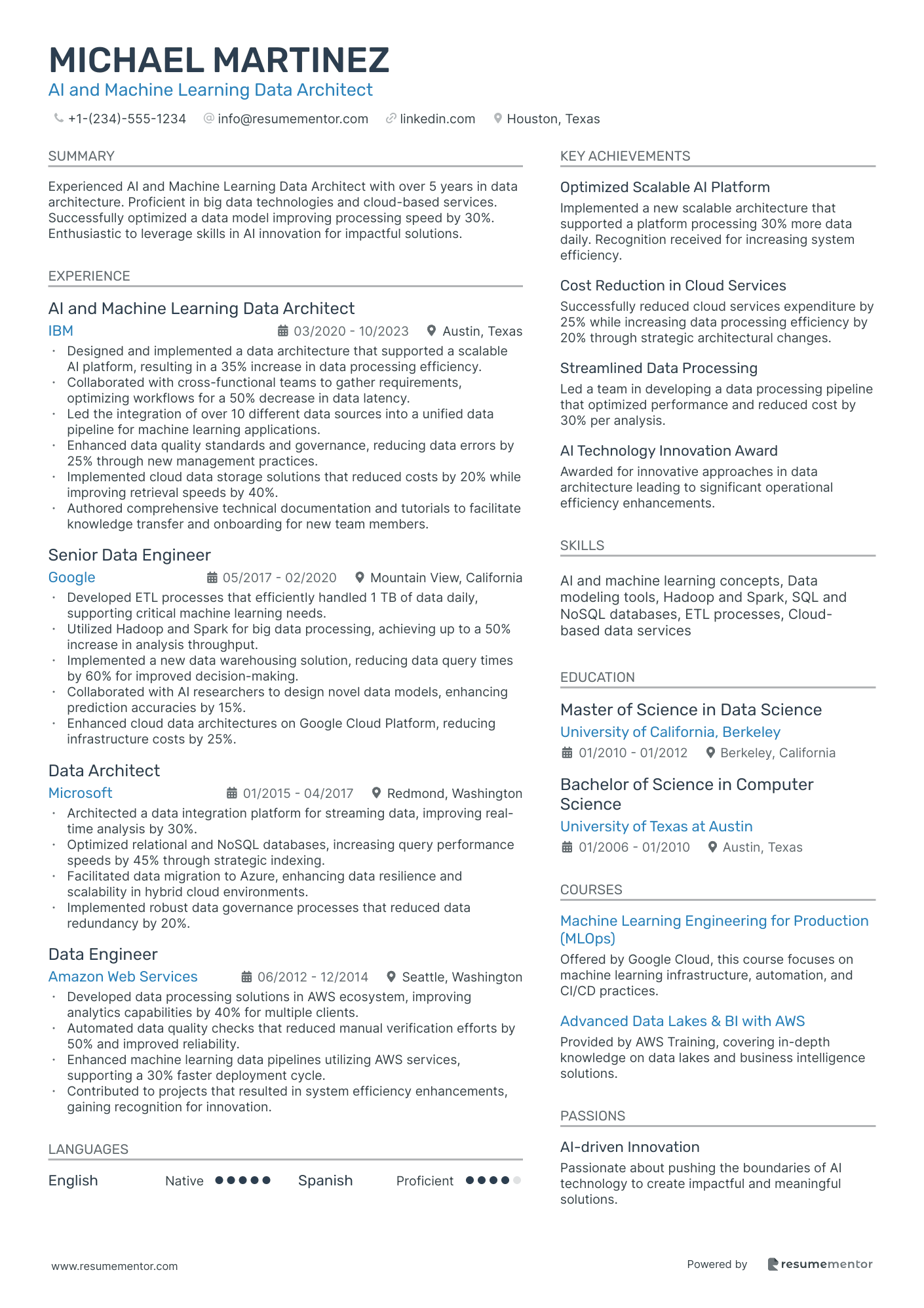 AI and Machine Learning Data Architect