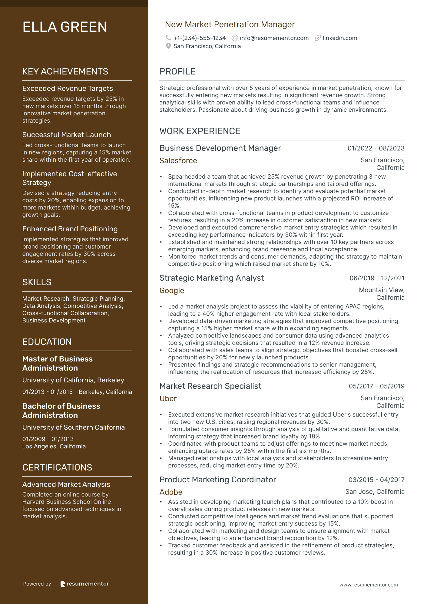 New Market Penetration Manager
