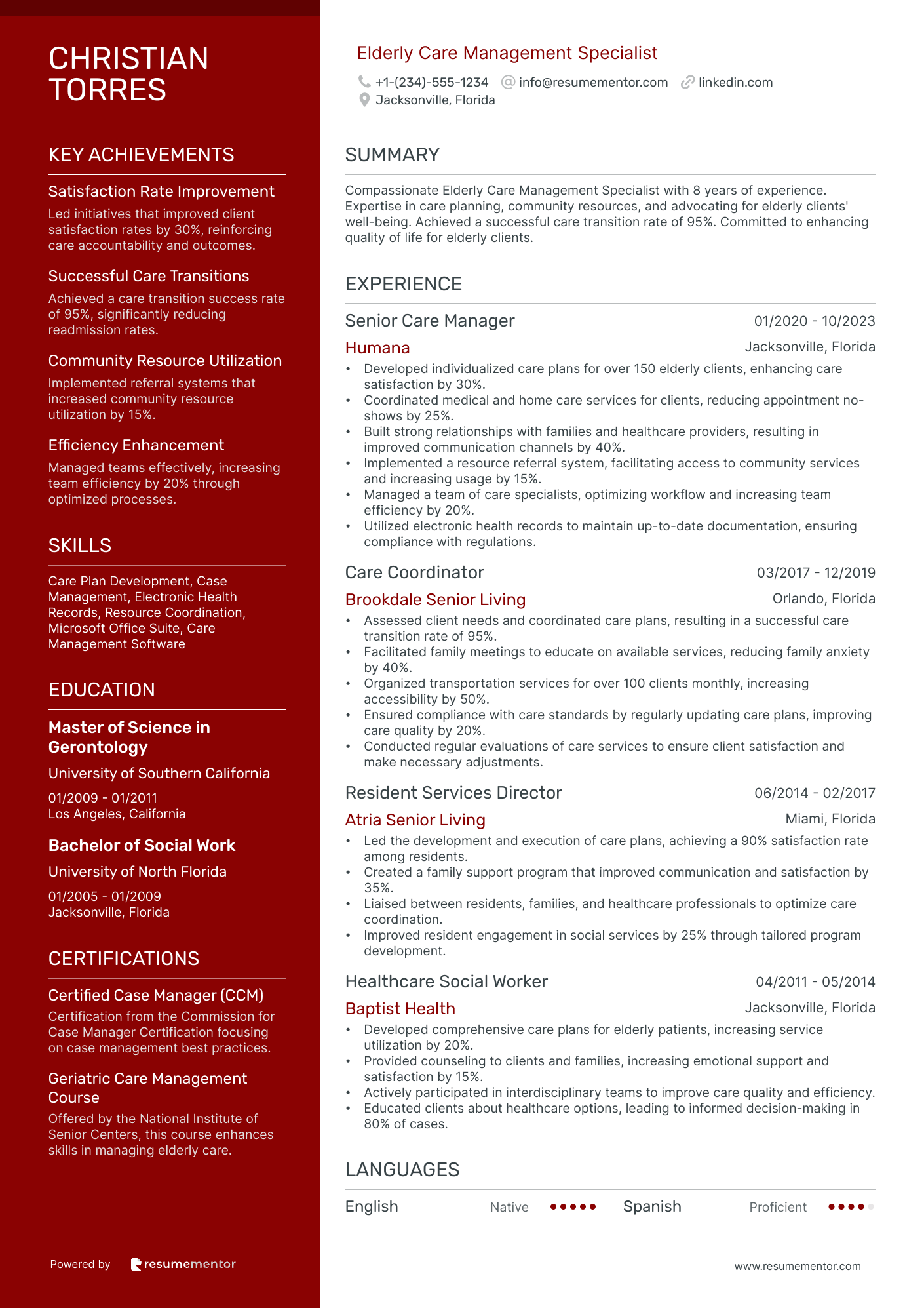 Elderly Care Management Specialist