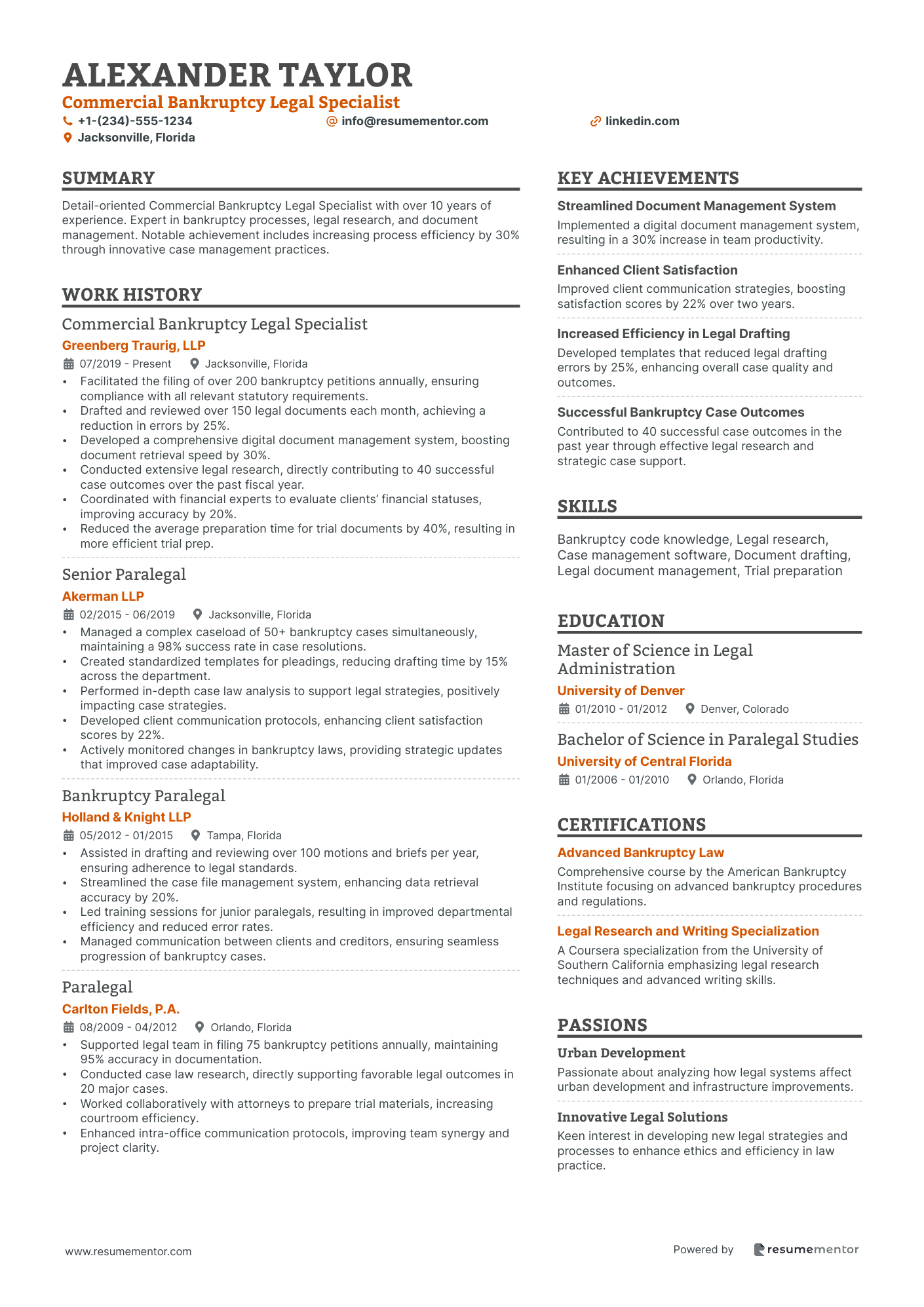 Commercial Bankruptcy Legal Specialist