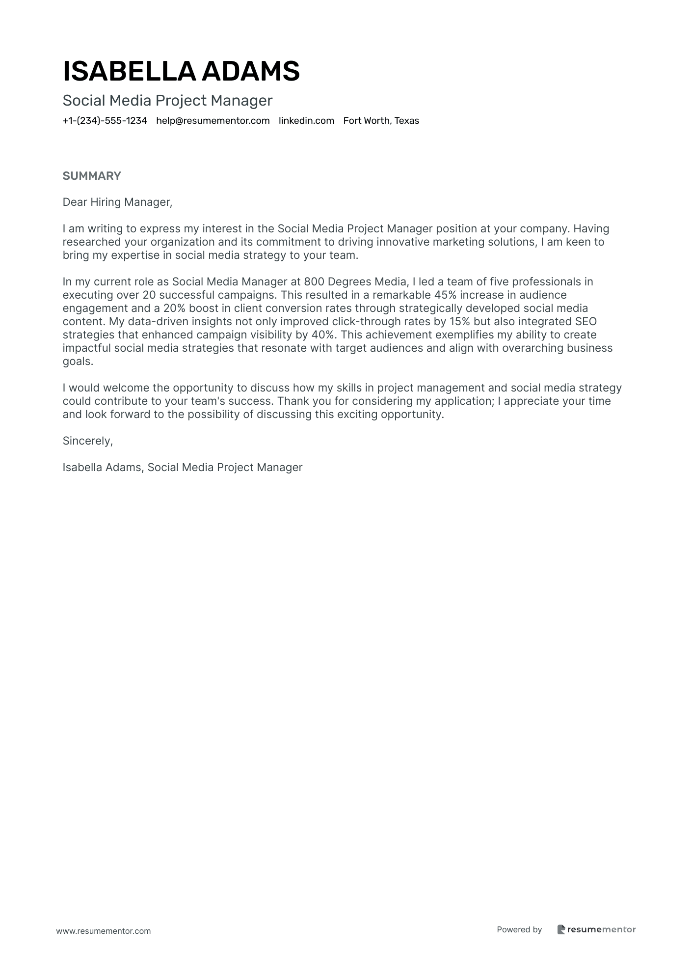 Social Media Project Manager