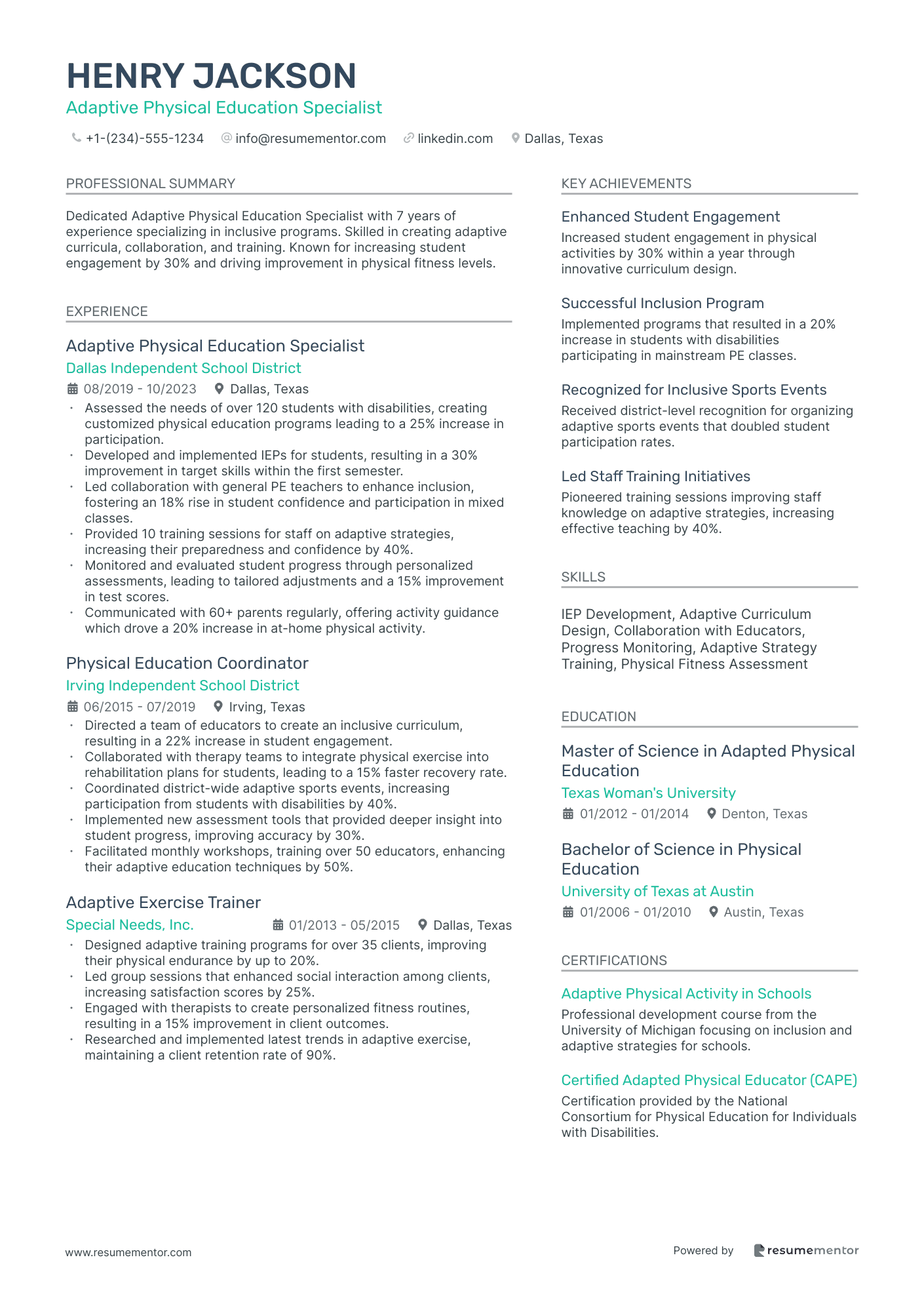 Adaptive Physical Education Specialist