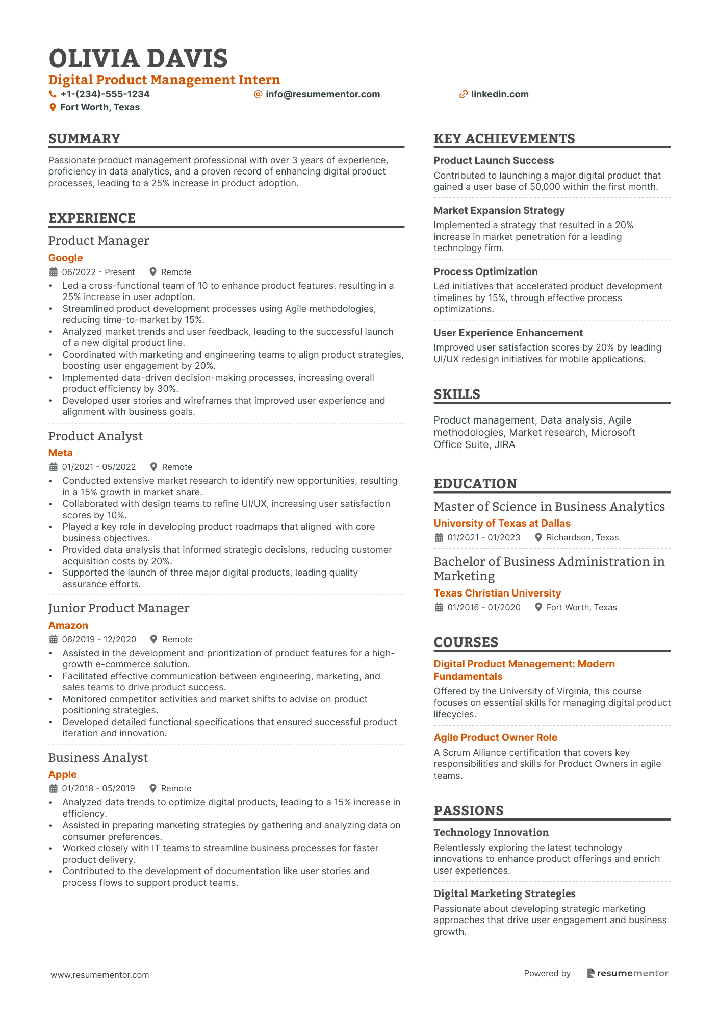 Digital Product Management Intern