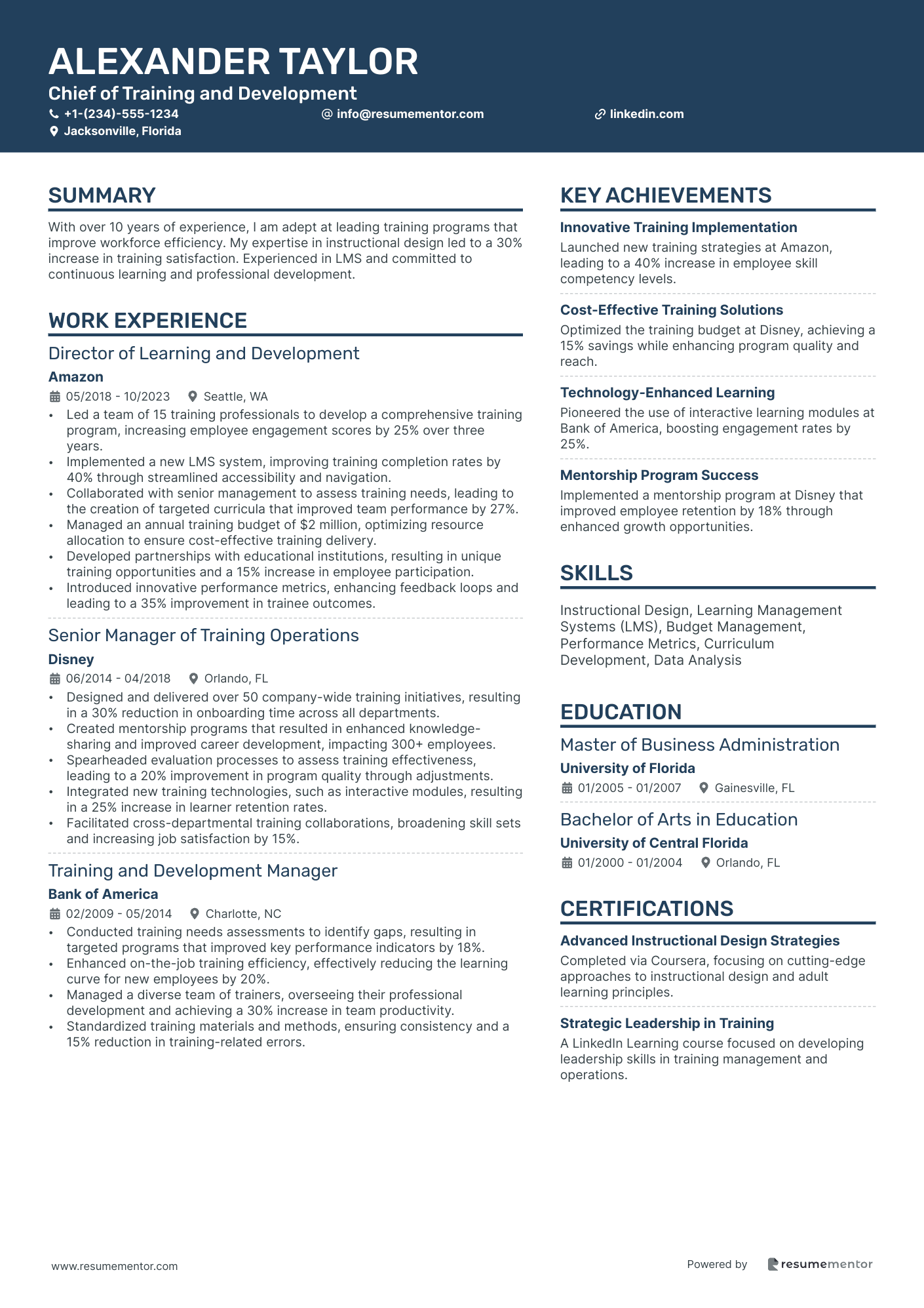 Chief of Training and Development