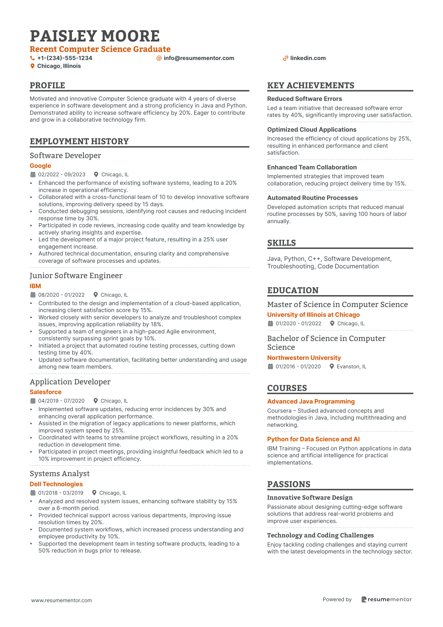 Recent Computer Science Graduate