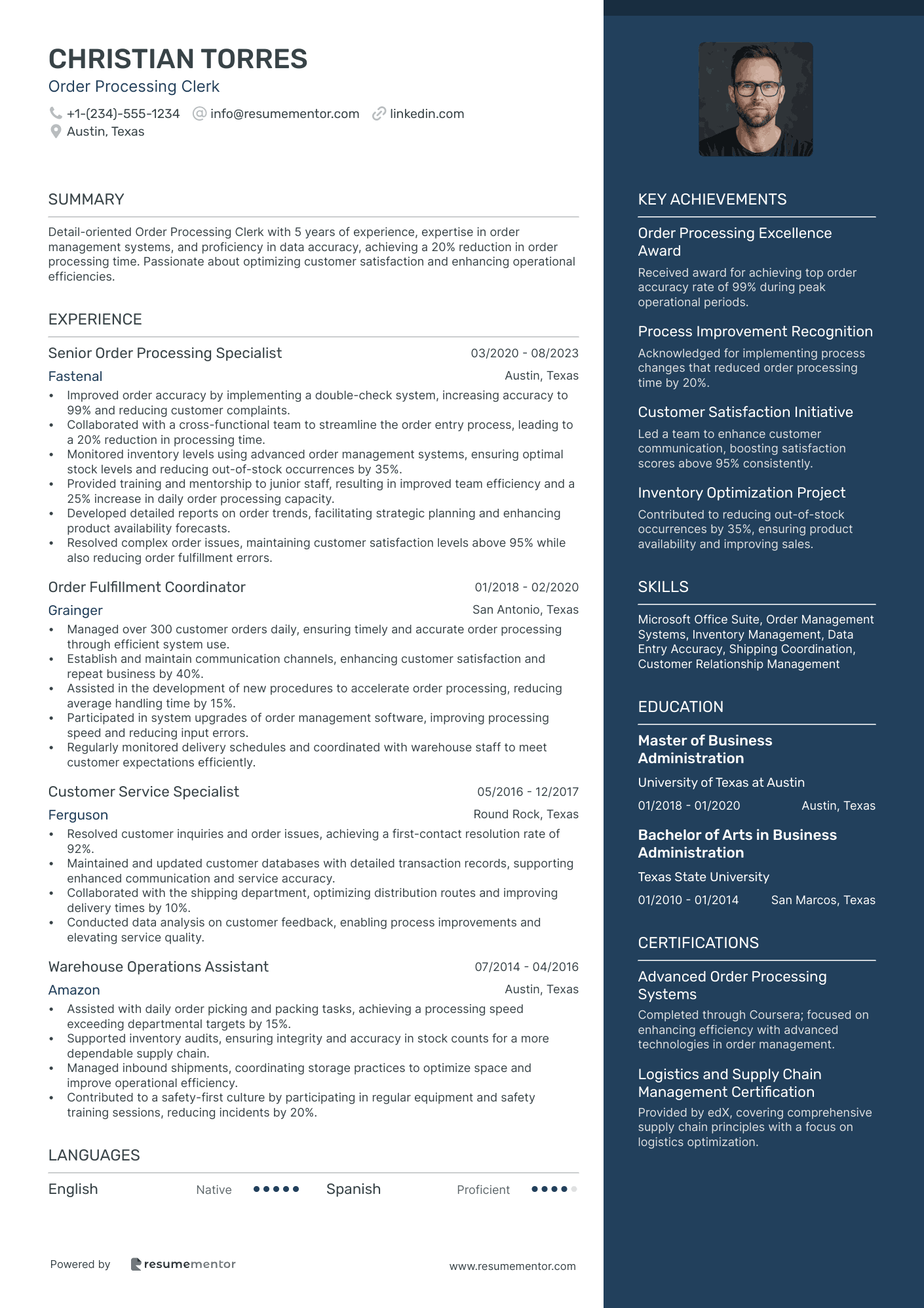 Order Processing Clerk