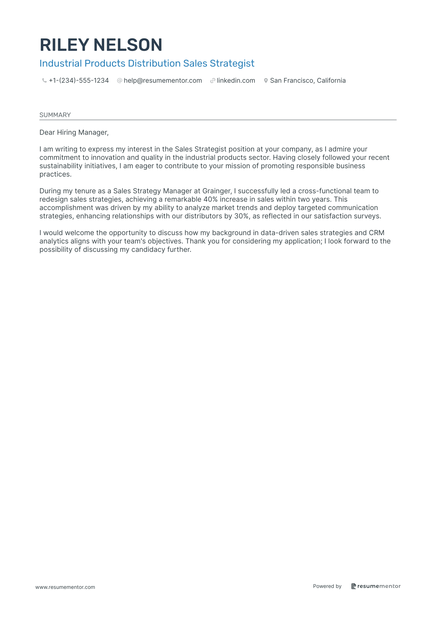 Industrial Products Distribution Sales Strategist