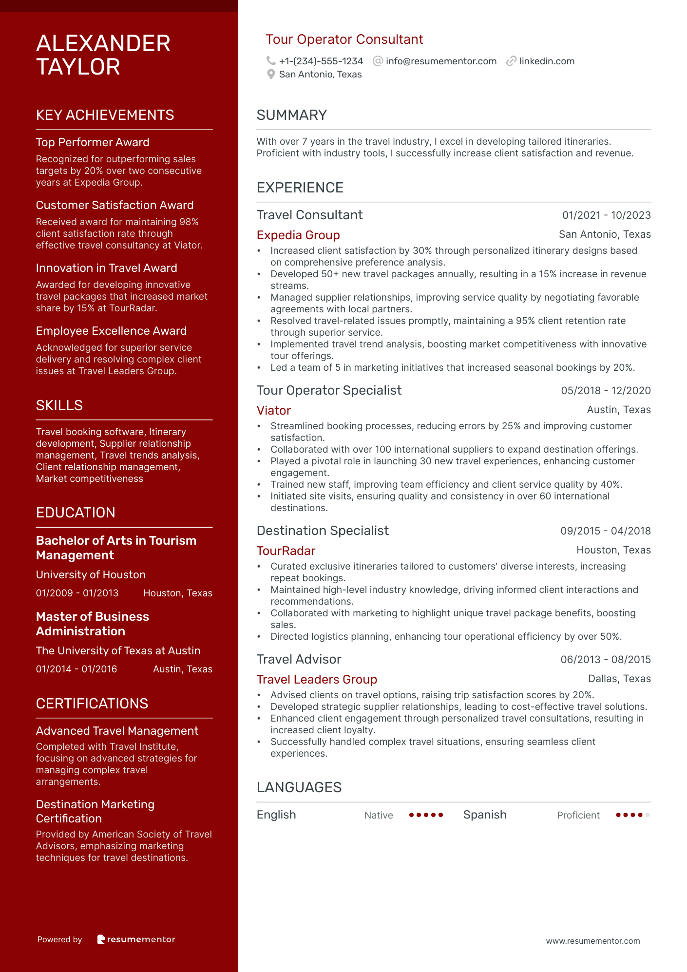 Tour Operator Consultant