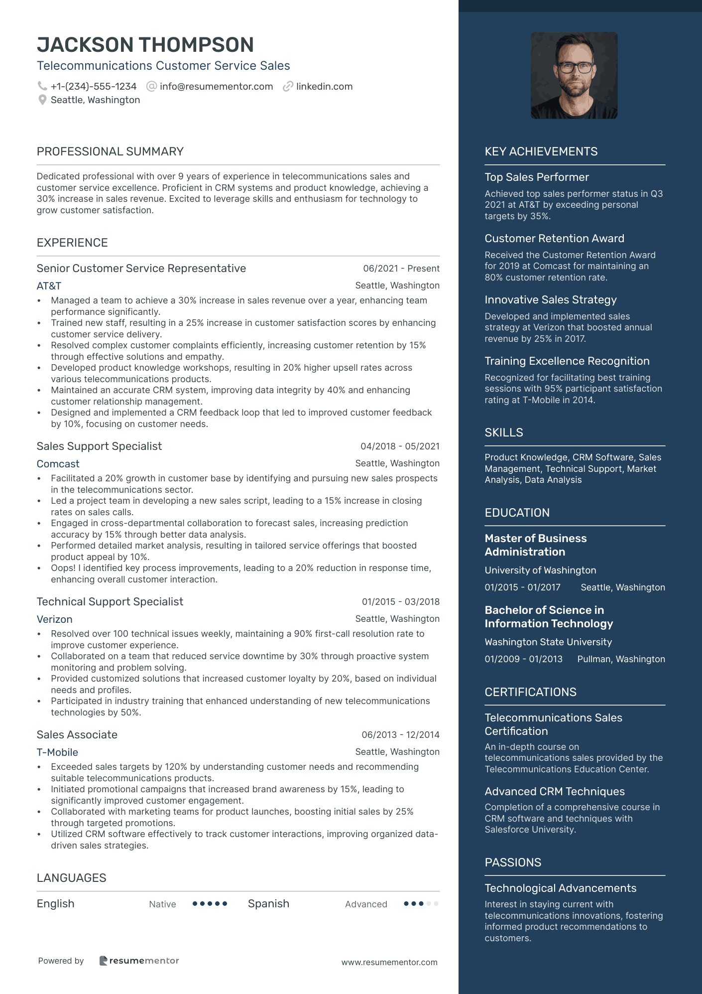 Telecommunications Customer Service Sales