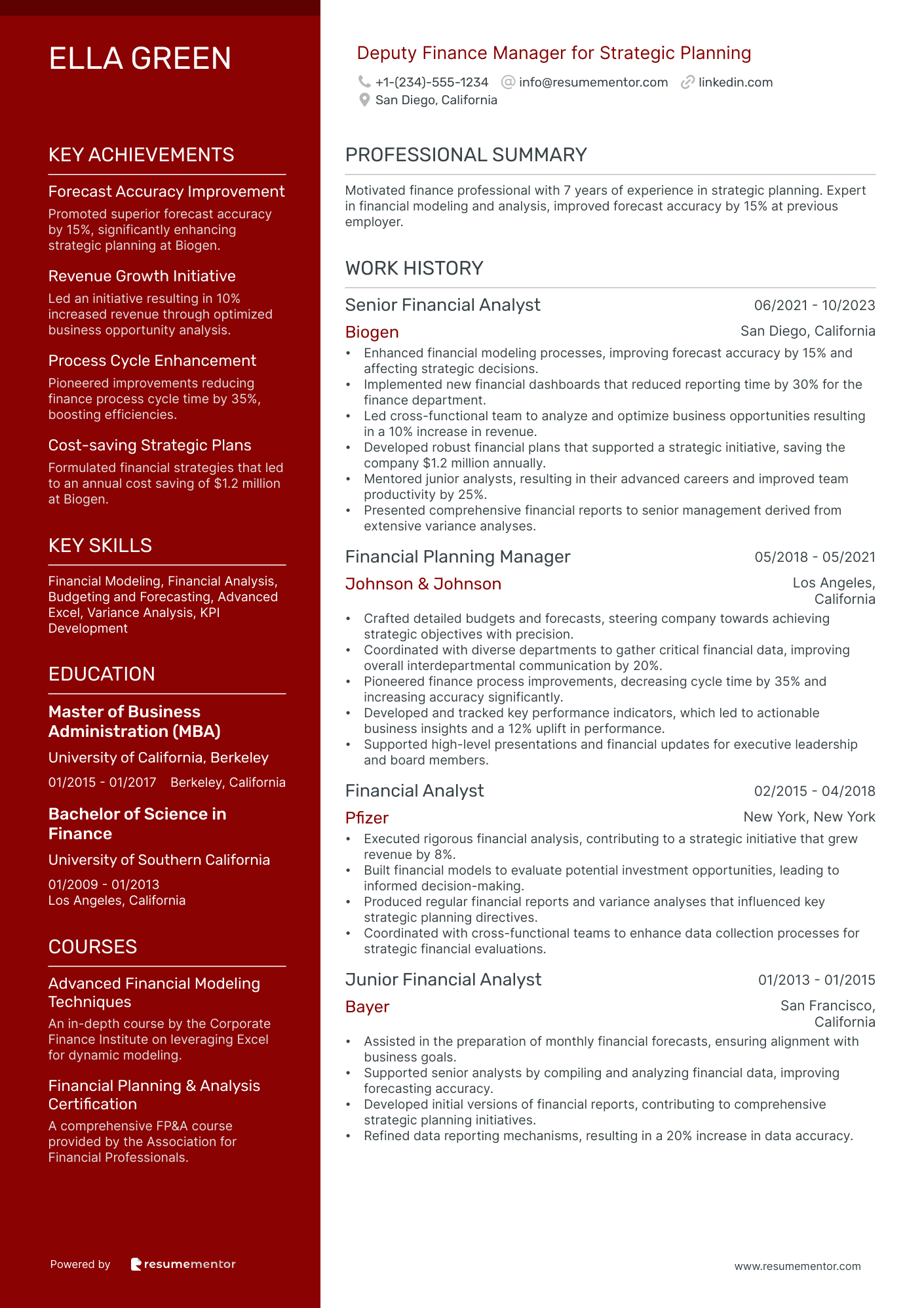 Deputy Finance Manager for Strategic Planning