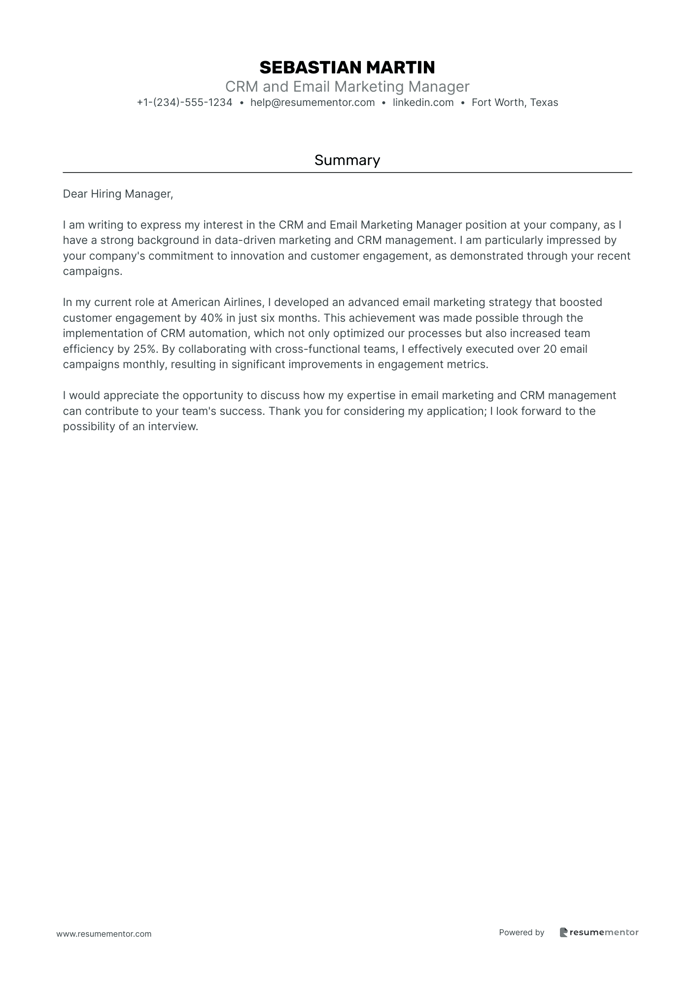 CRM and Email Marketing Manager
