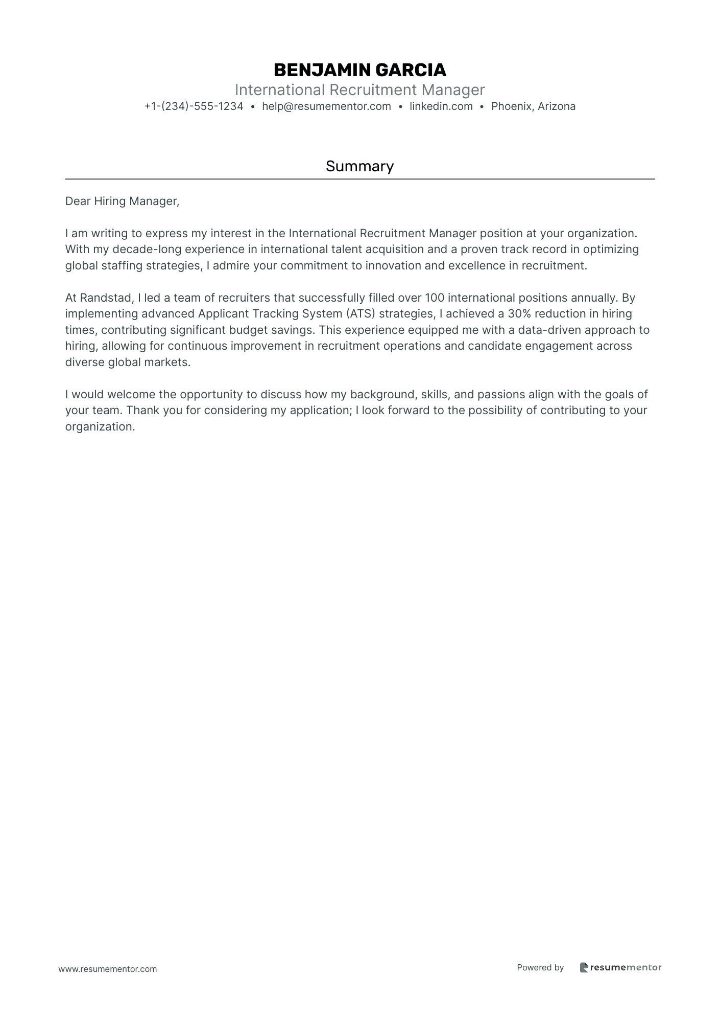 International Recruitment Manager