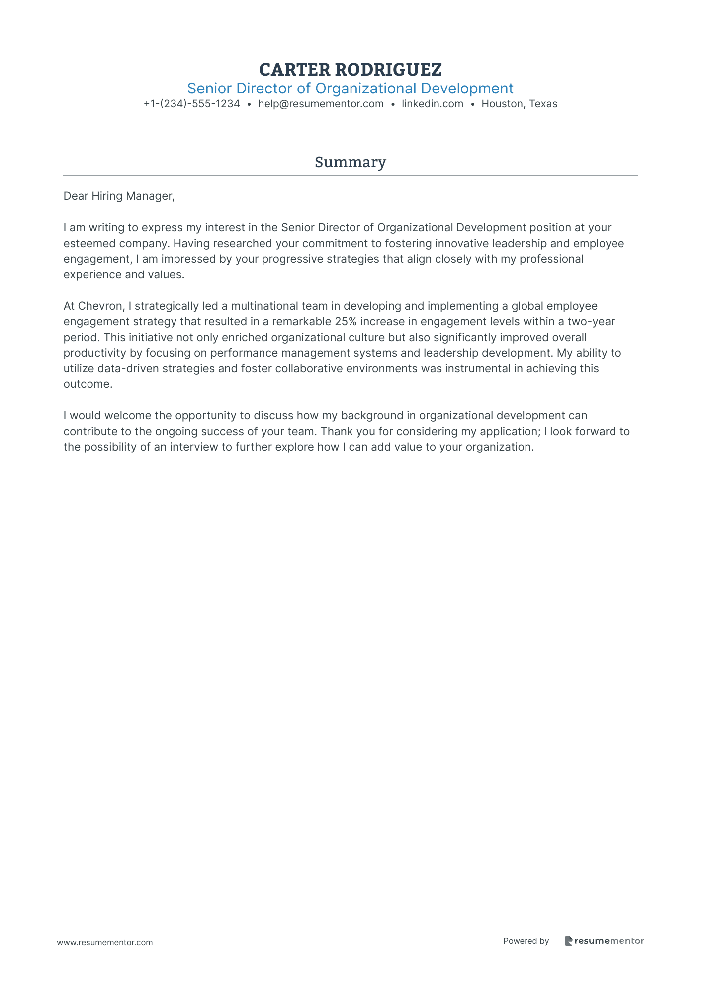 Senior Director of Organizational Development
