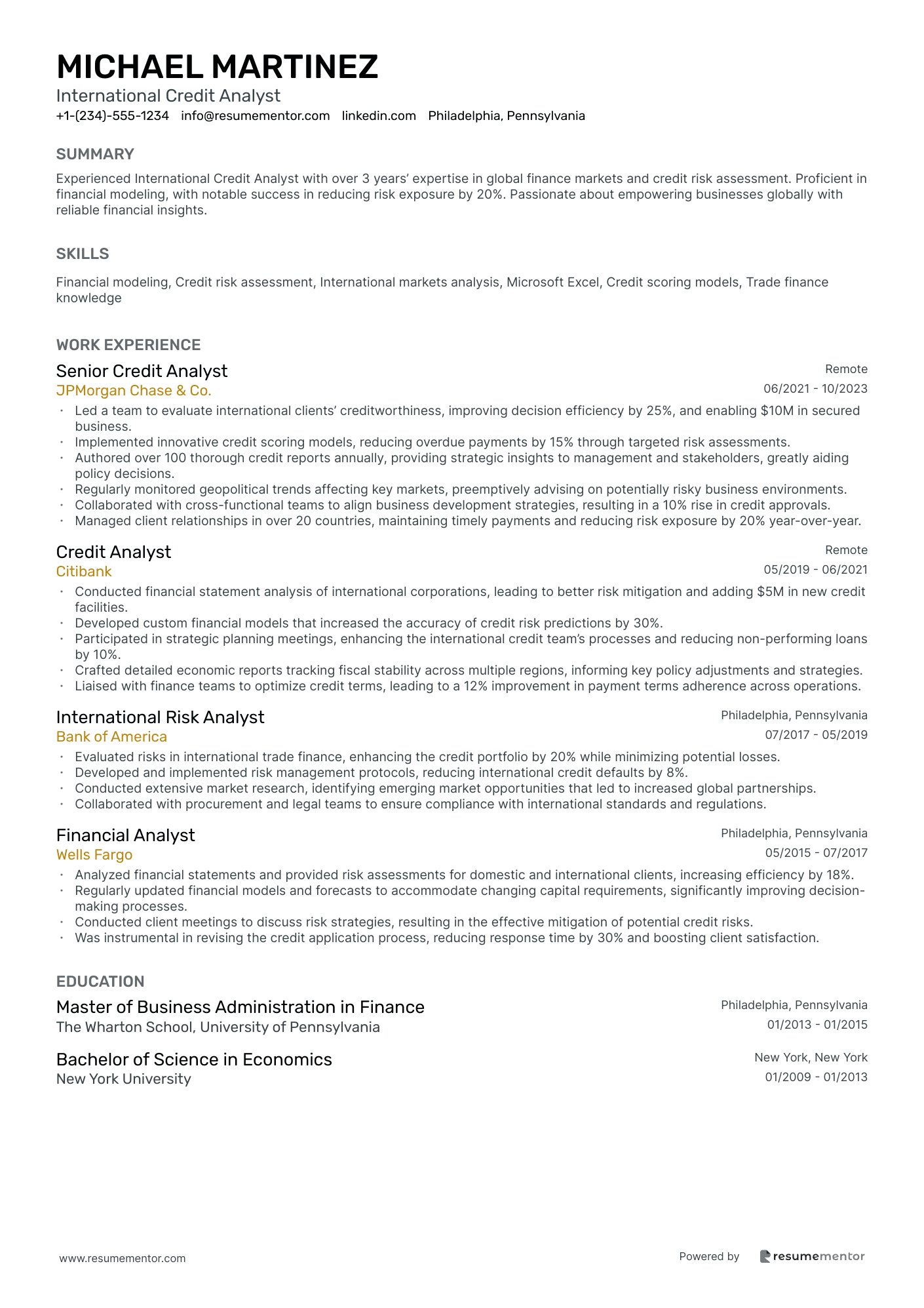 International Credit Analyst