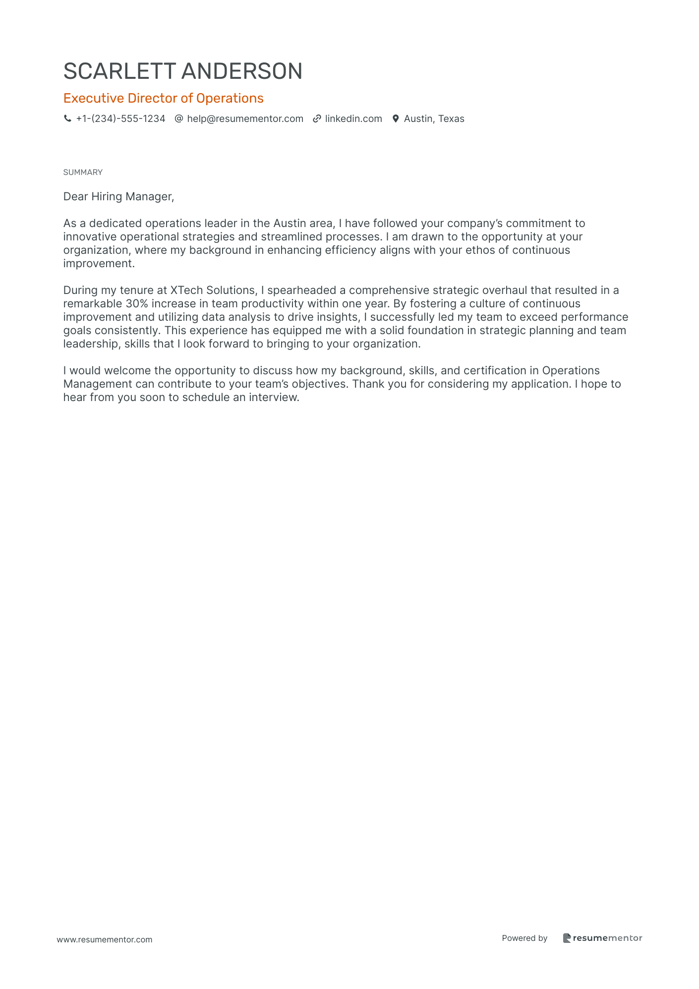 Executive Director of Operations