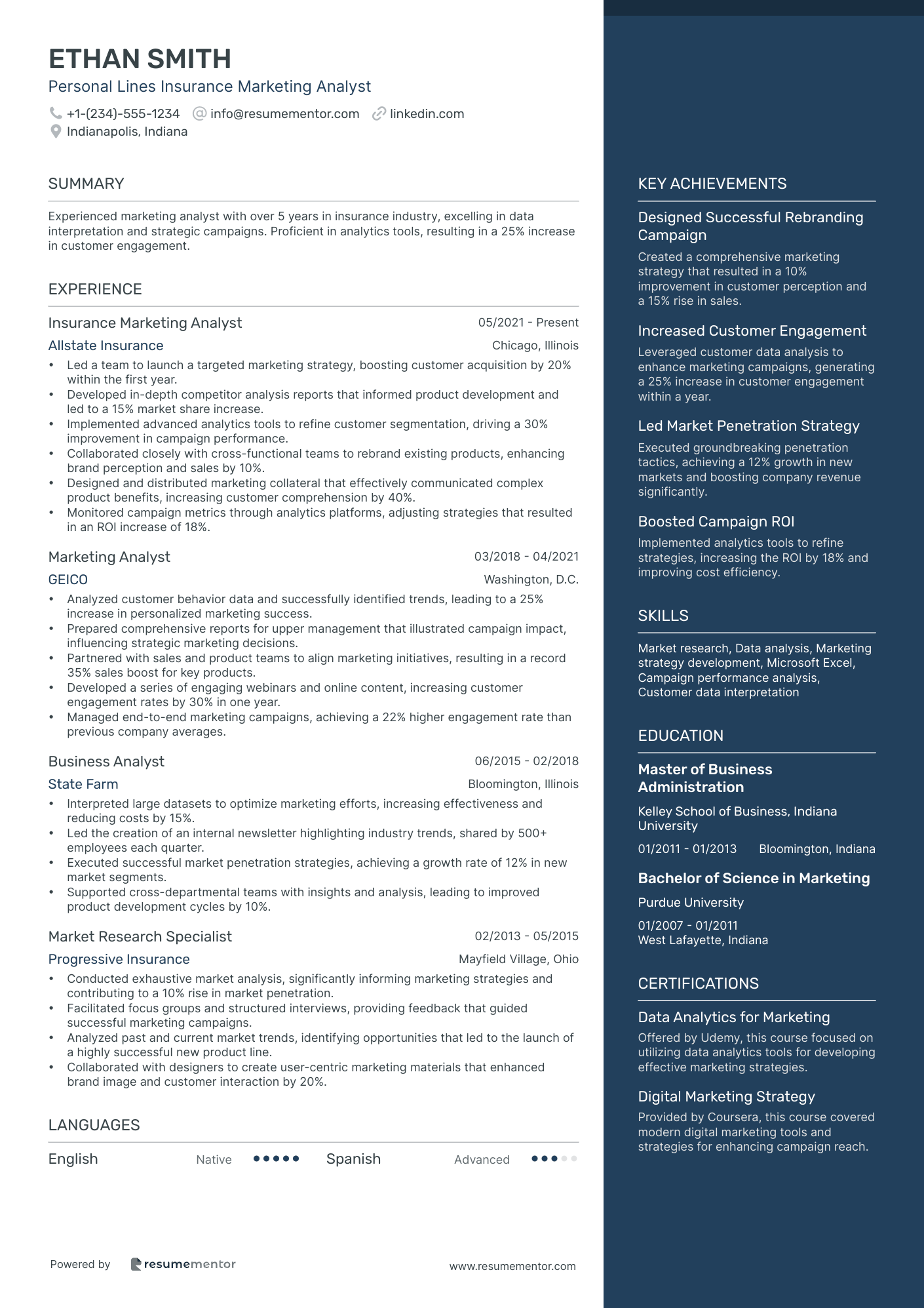 Personal Lines Insurance Marketing Analyst