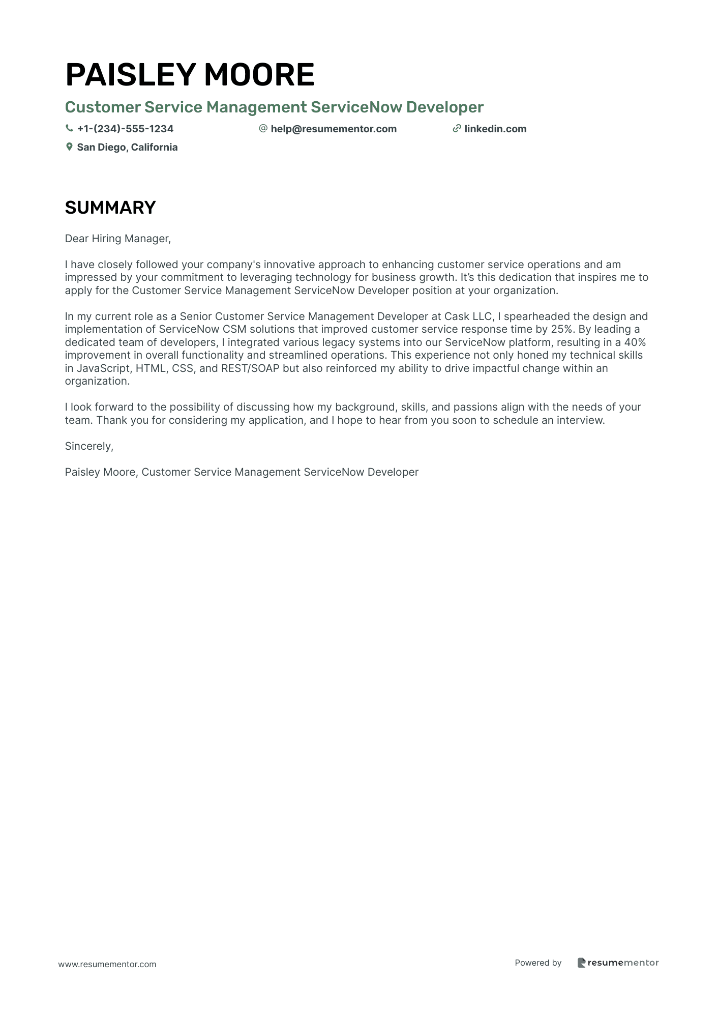 Customer Service Management Servicenow Developer