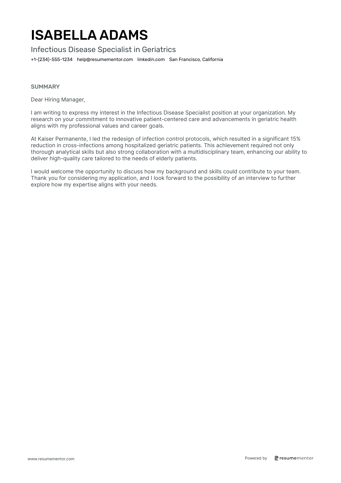 Infectious Disease Specialist in Geriatrics