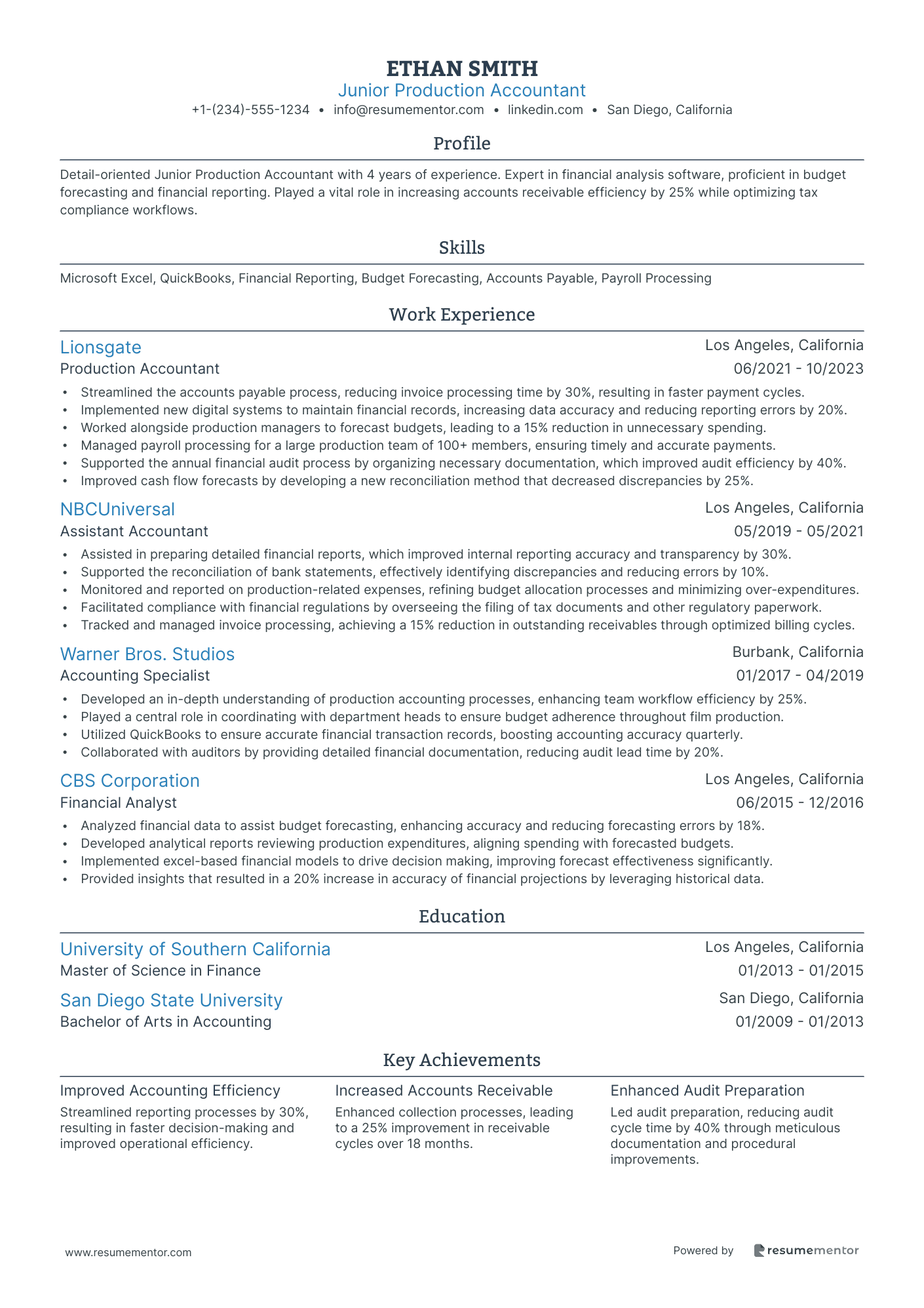 Junior Production Accountant