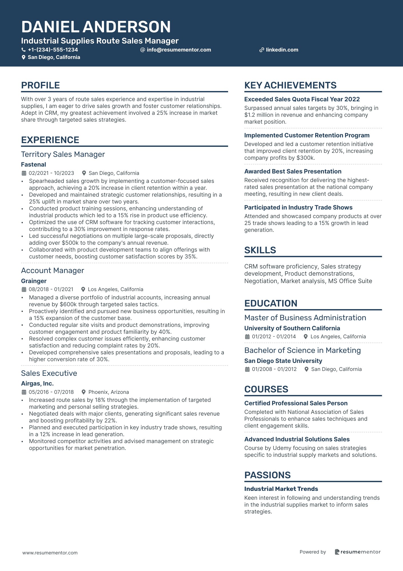 Industrial Supplies Route Sales Manager