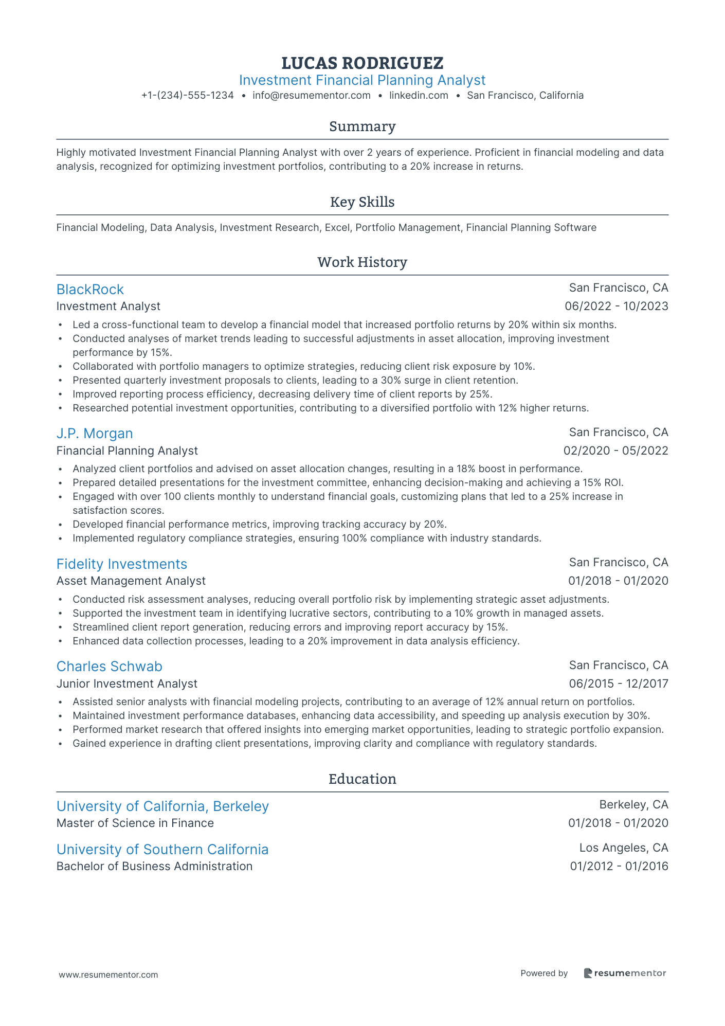 Investment Financial Planning Analyst