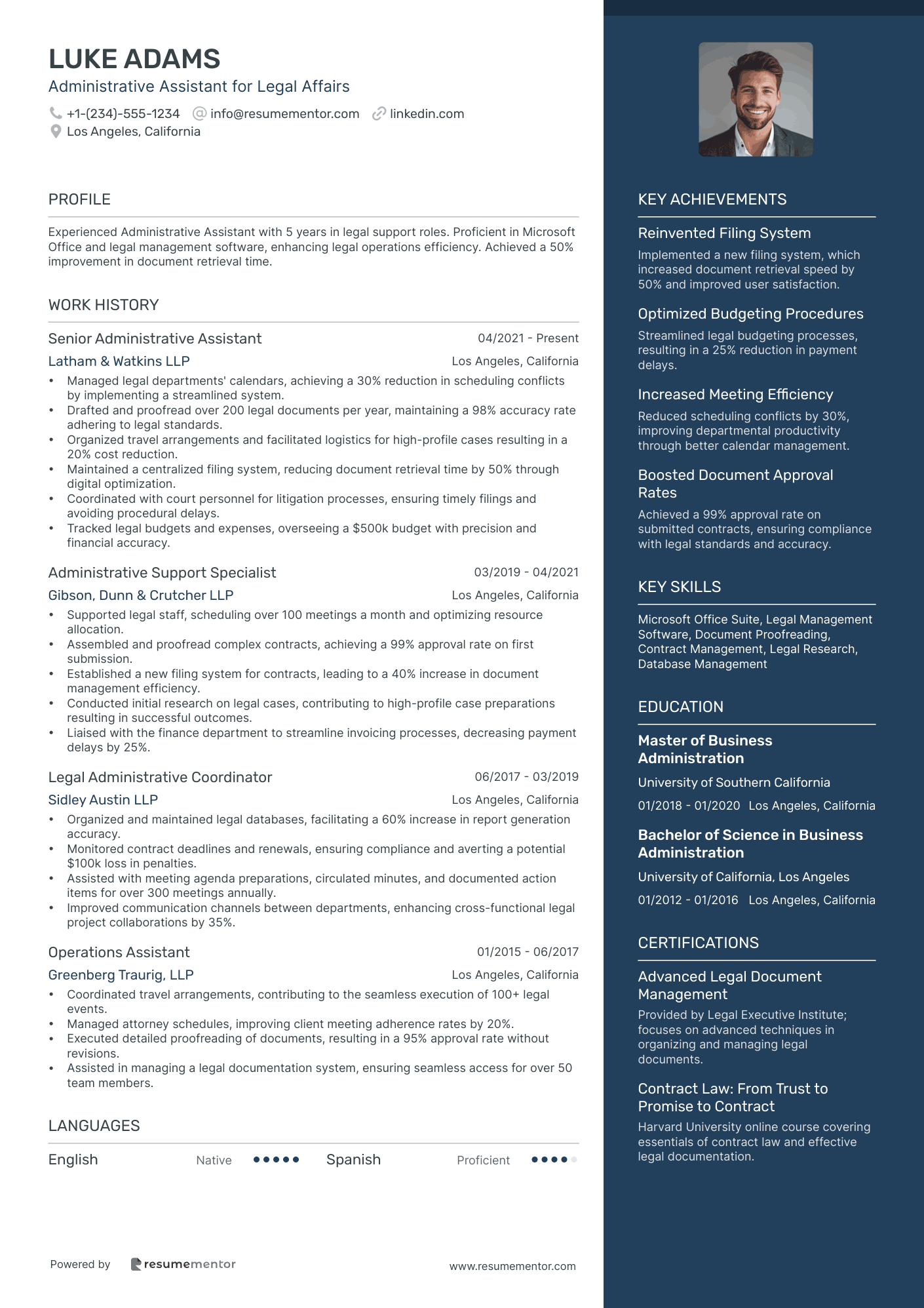 Administrative Assistant for Legal Affairs