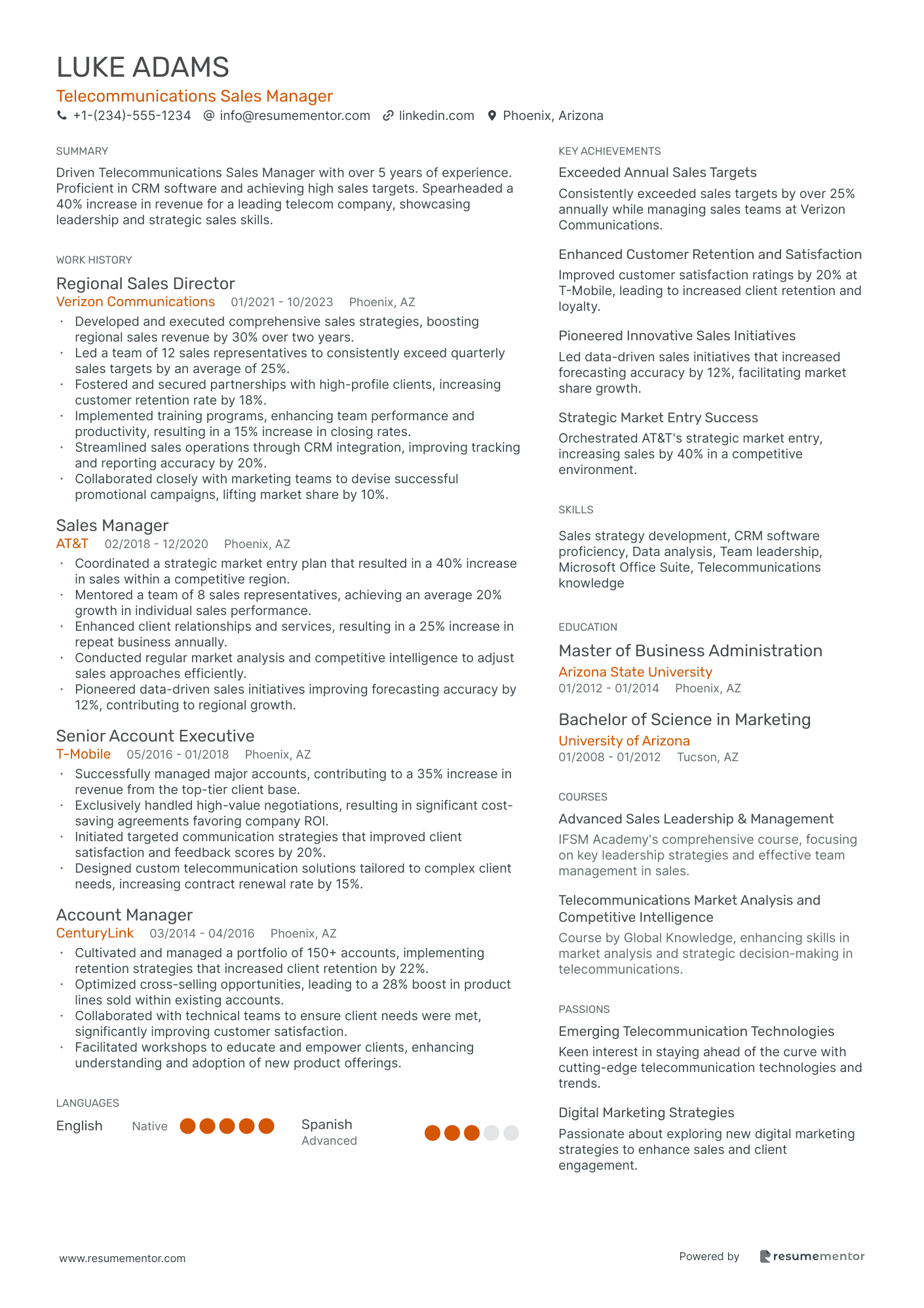 Telecommunications Sales Manager