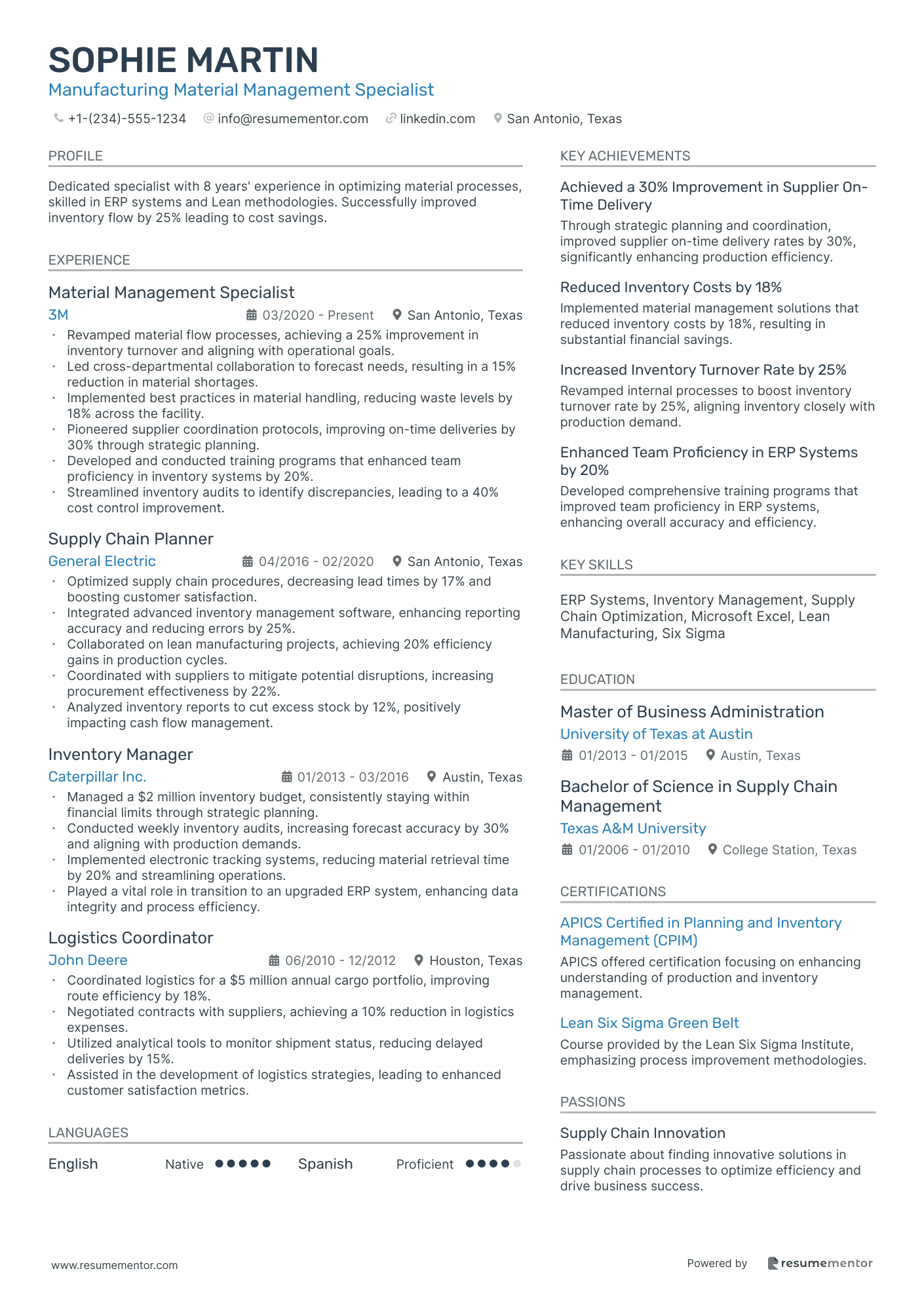 Manufacturing Material Management Specialist