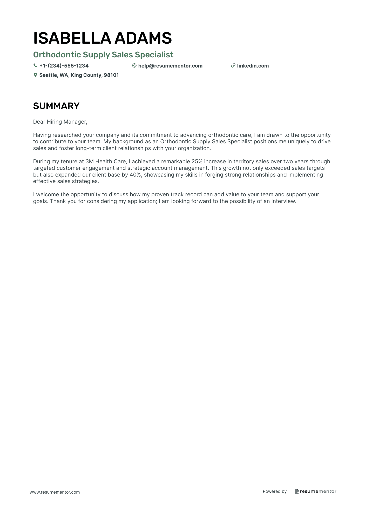 Orthodontic Supply Sales Specialist