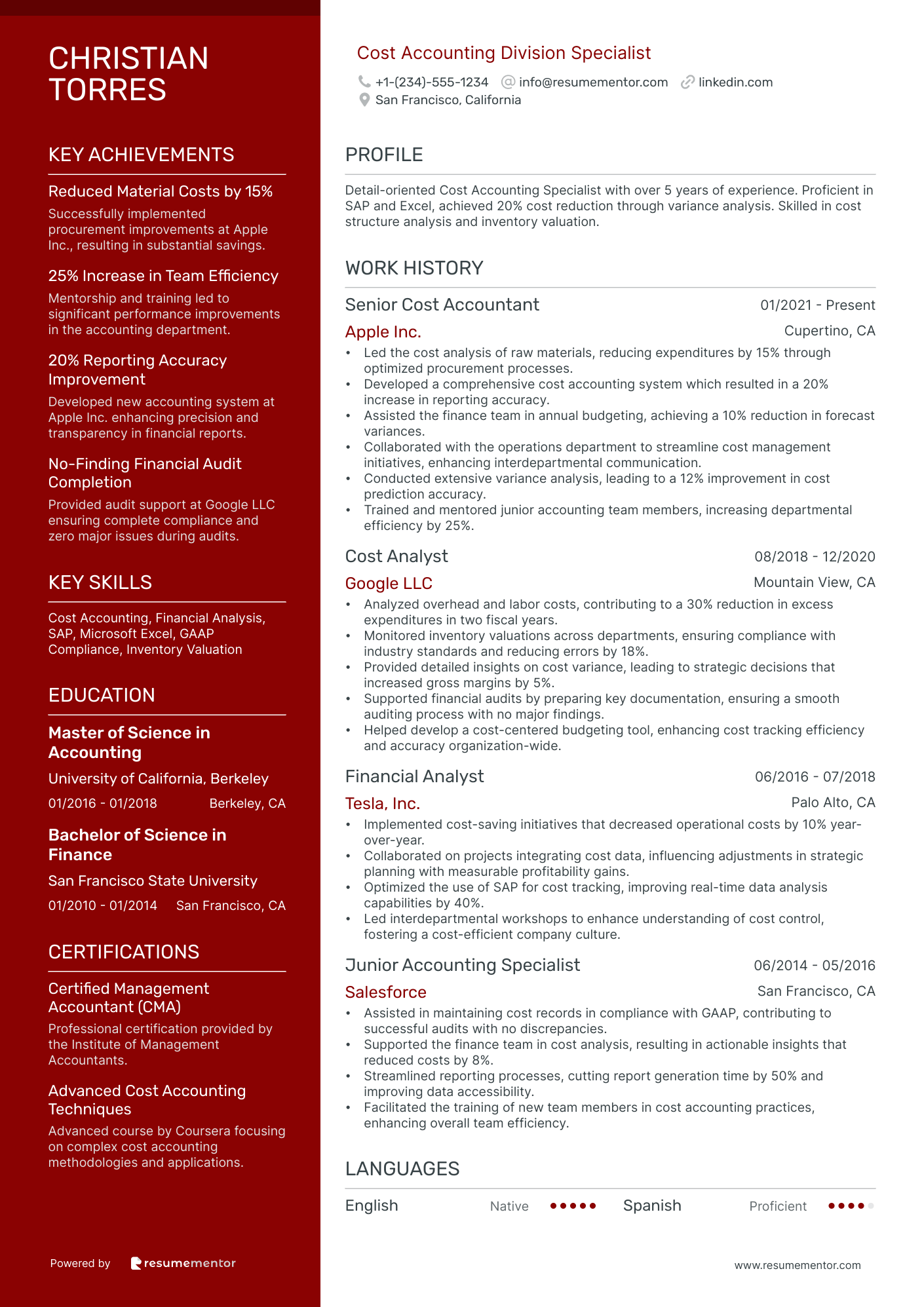 Cost Accounting Division Specialist